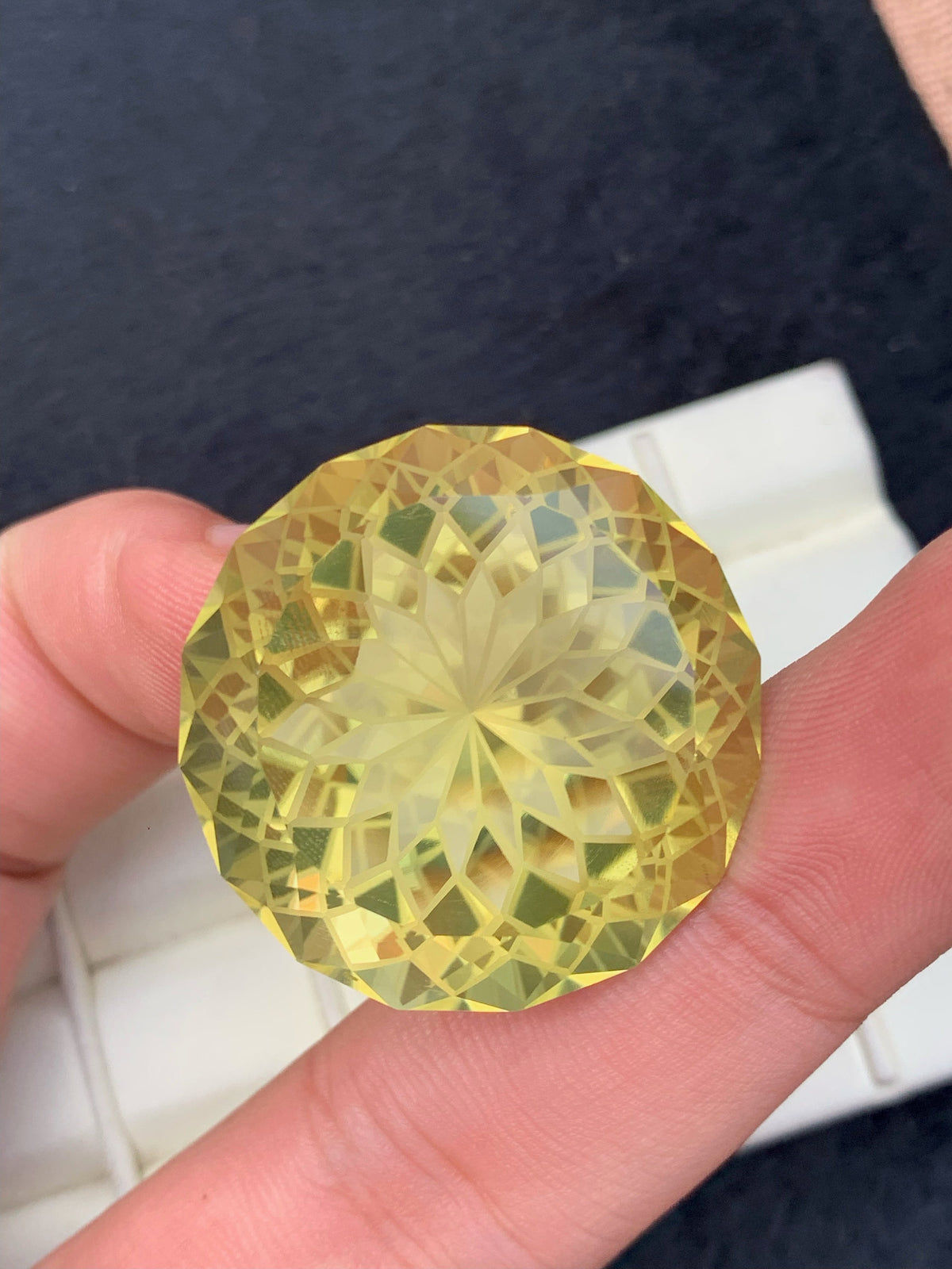 Flower Cut Citrine Gemstone: Yellow Faceted Loose Stone, 96.80 CT