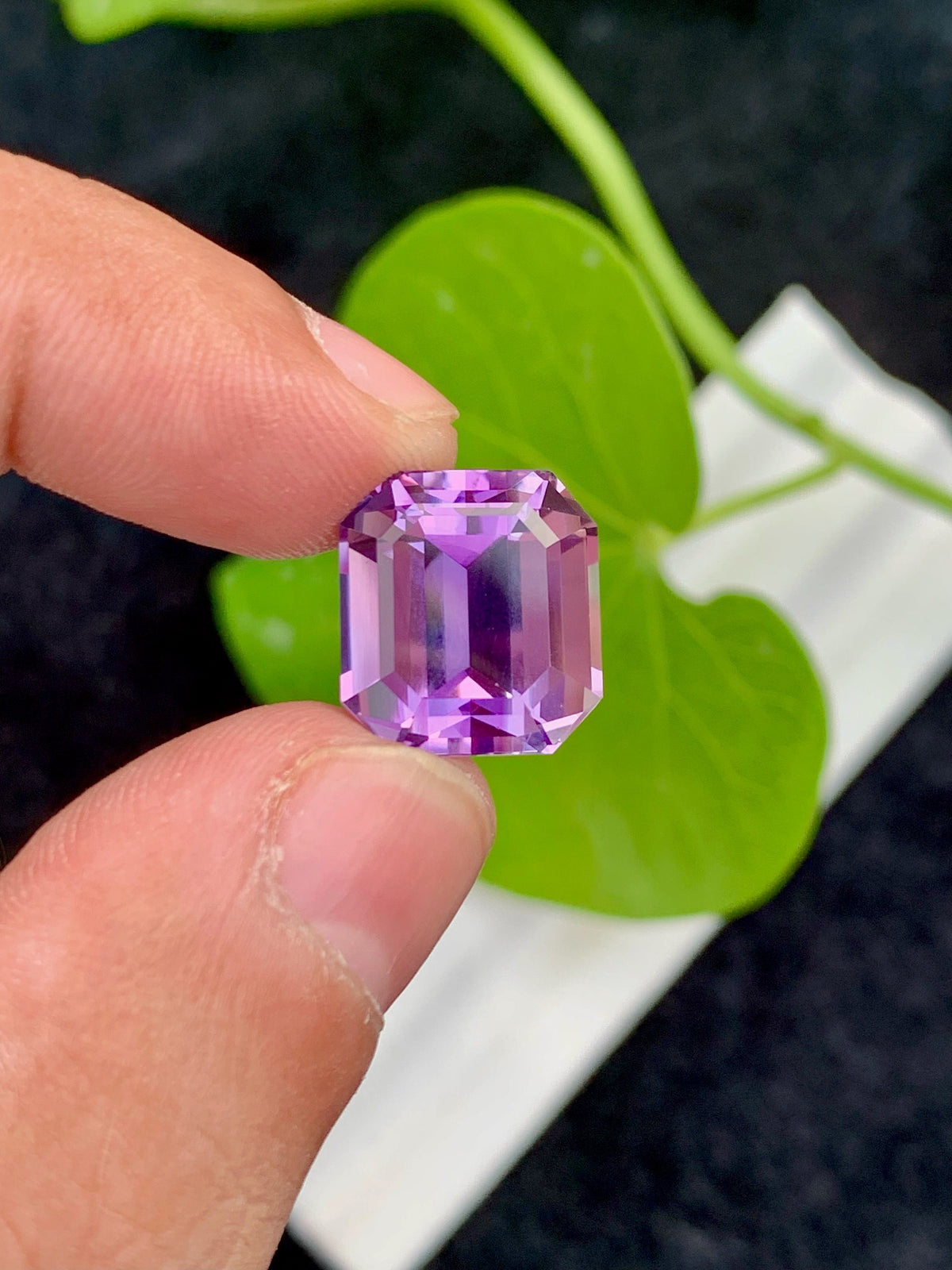 Emerald Cut Pink Purple Amethyst Gemstone, VVS Clarity, 11.75 CT