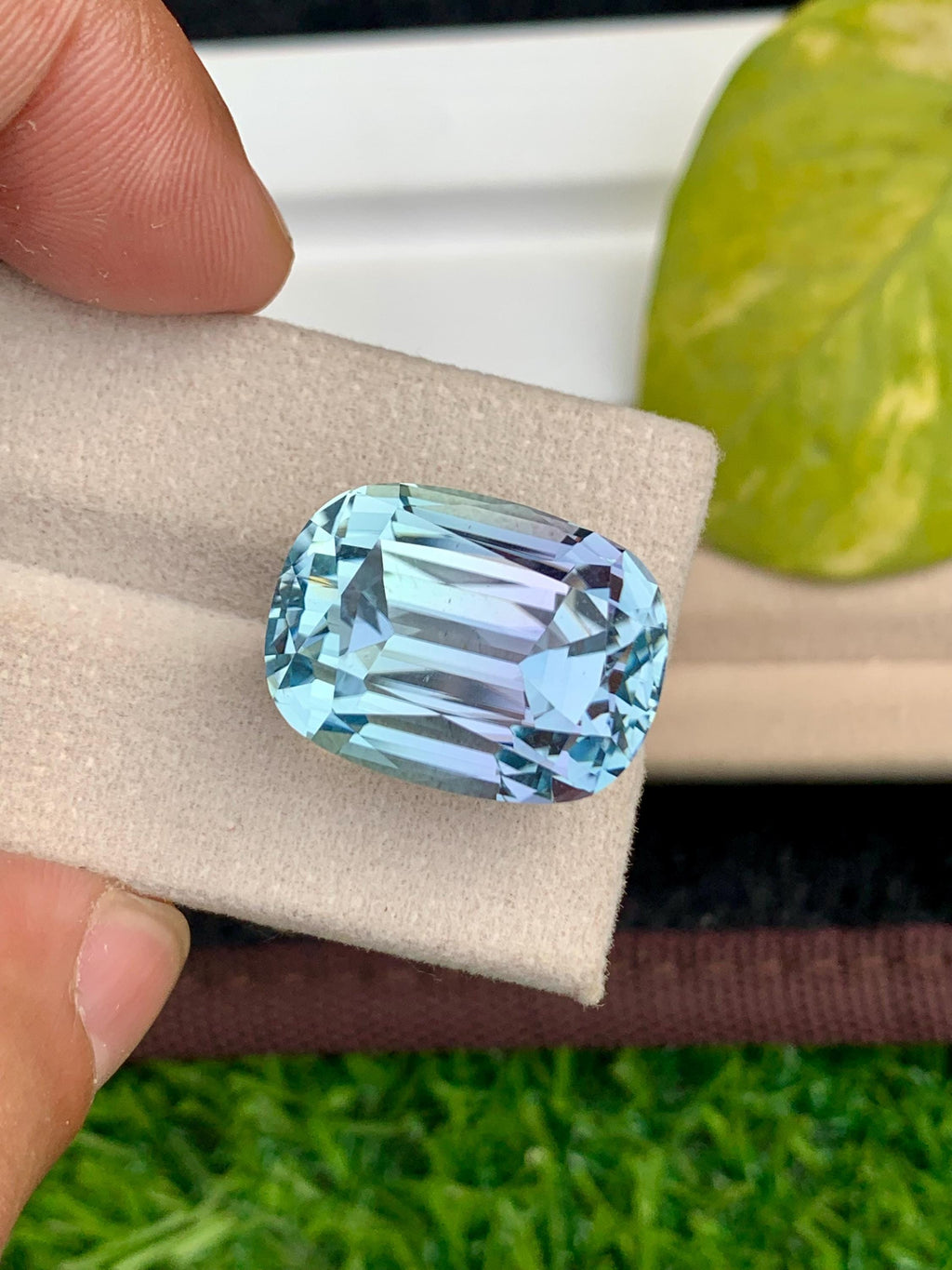 Aqua Kunzite Gemstone: 38.50 CT Cushion Cut, VVS Clarity