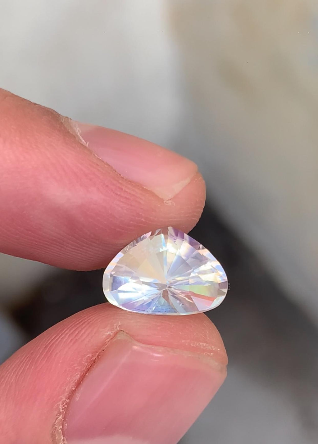 Rainbow Moonstone Gemstone: 4.65 CT Madagascar Teardrop, VVS Clarity