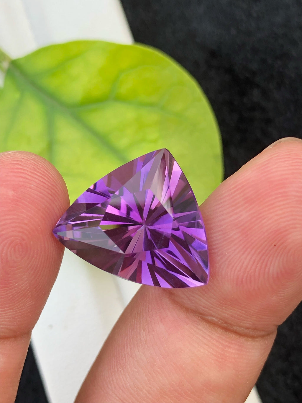 Fancy Cut Amethyst Gemstone: Natural Purple Trillion, 13.55 CT