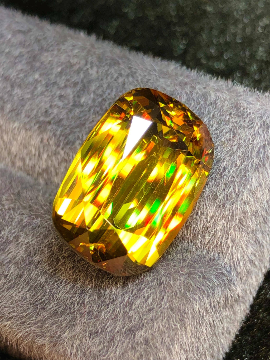 Cushion Cut Sphene Gemstone: Greenish Yellow Titanite, August Birthstone