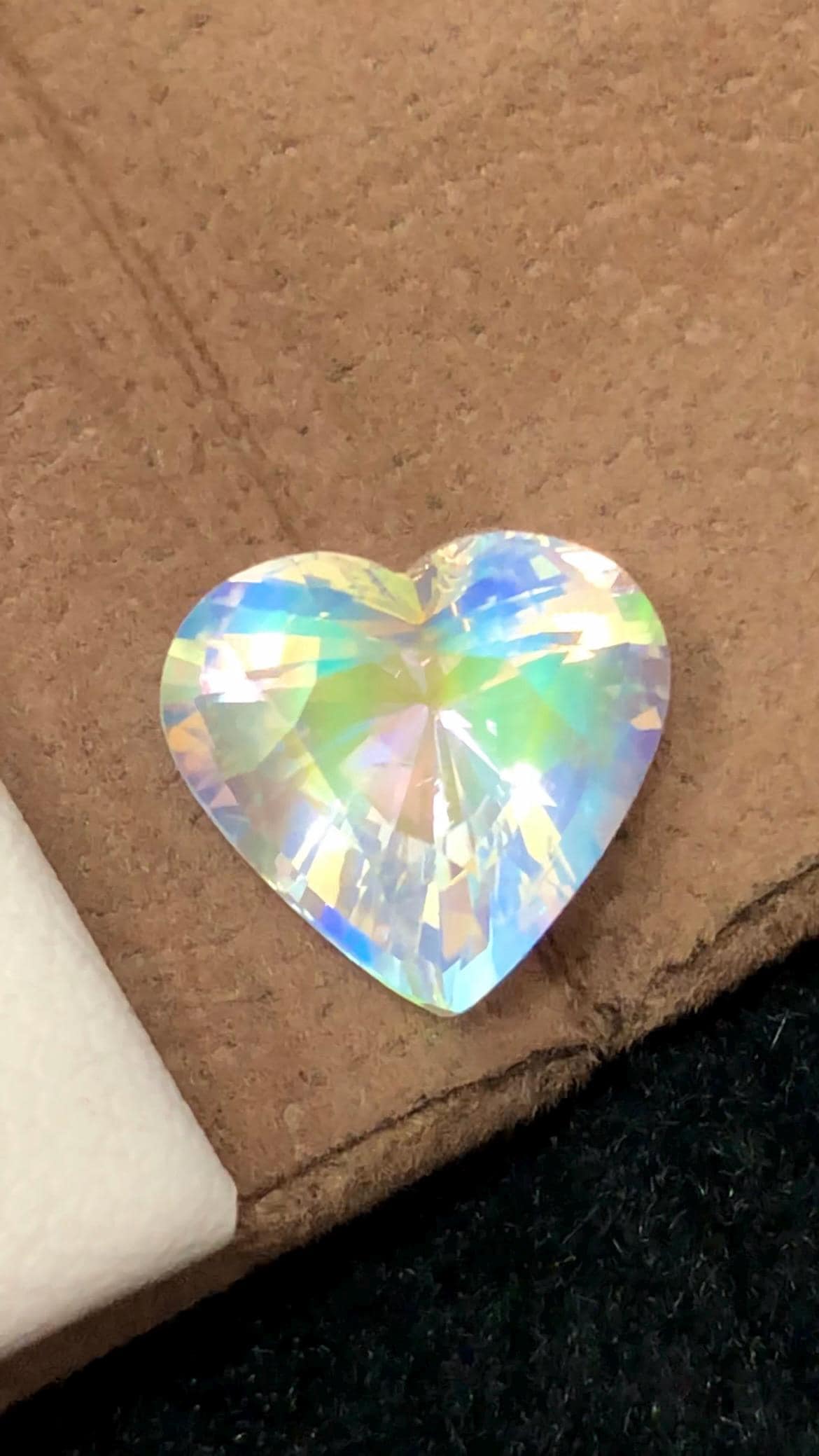 Rainbow Moonstone 3.53 Carat Heart Cut Gemstone from Madagascar