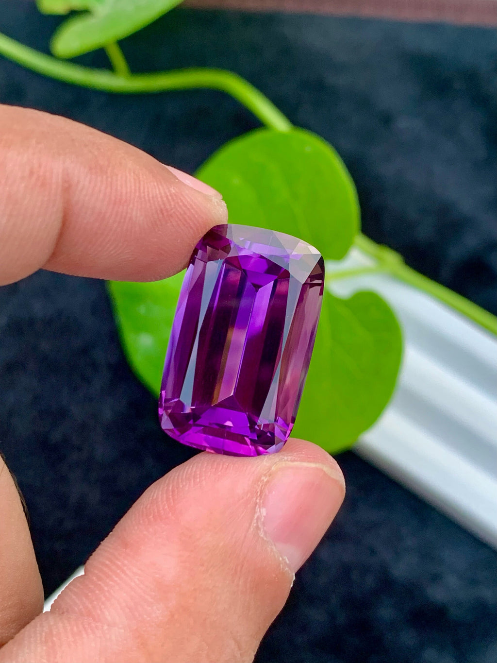 Natural Deep Purple Amethyst Gemstone: 26.00 CTS Cushion Cut, Africa