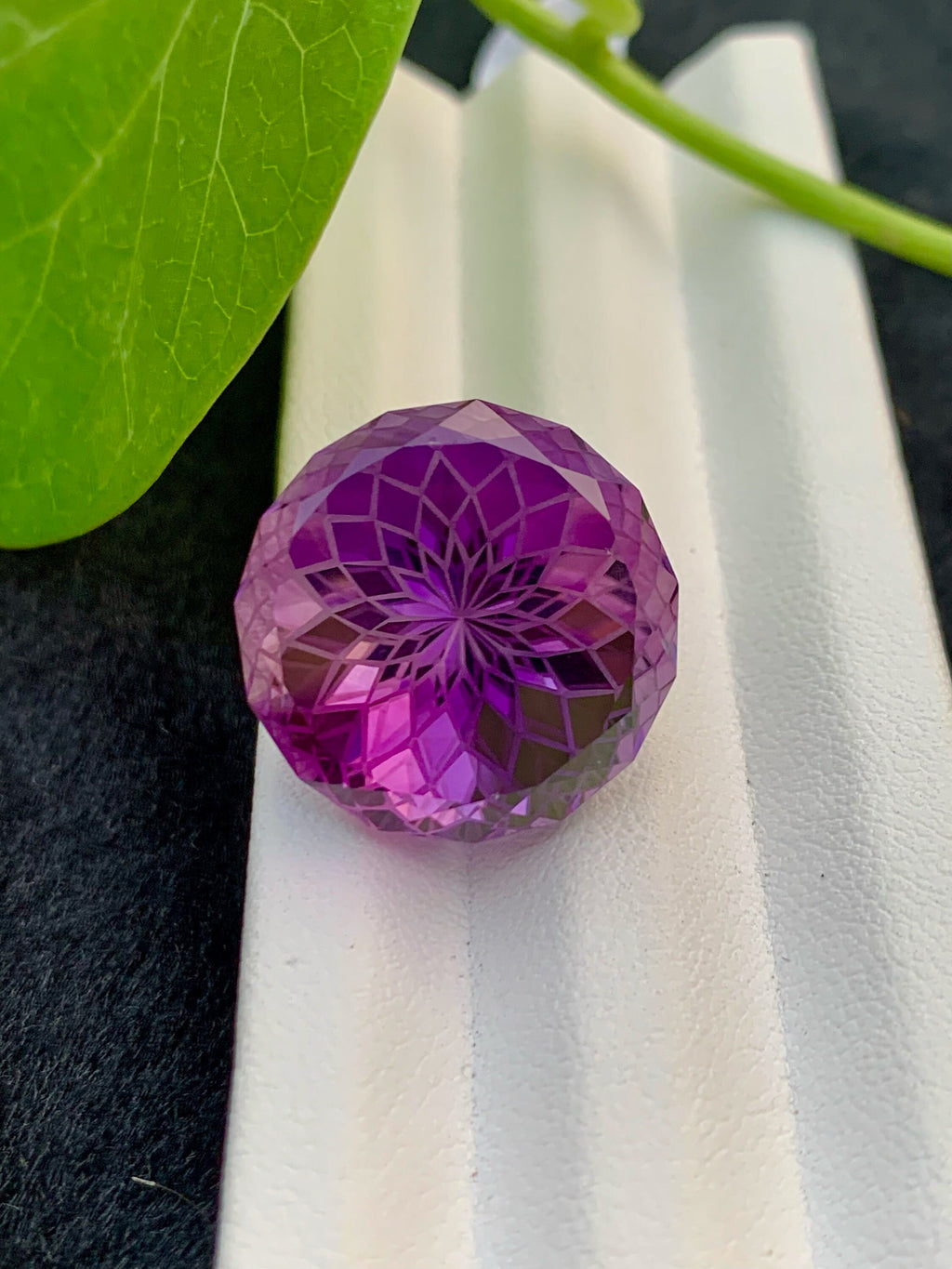 Purple Pink Amethyst Gemstone: Precision Flower Cut, Loupe Clean, 30.95 CT