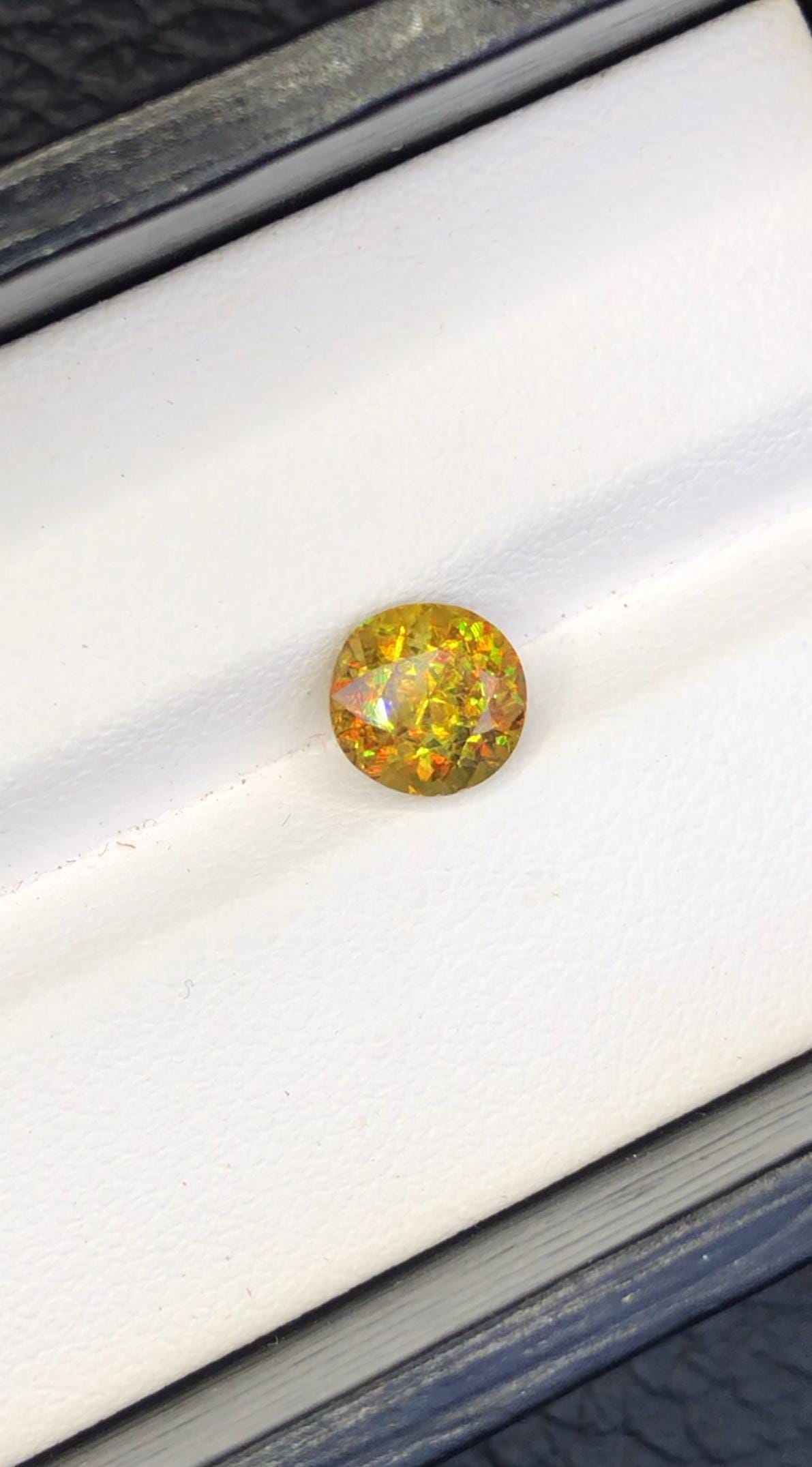 1.90 CT Round Cut Sphene Gemstone: Rare Trichroism Titanite