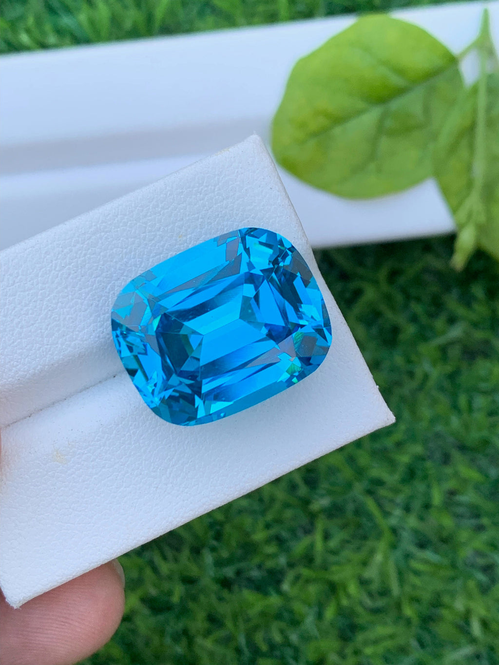 Electric Blue Topaz Gemstone: 35.65 CT Cushion Cut Swiss Topaz
