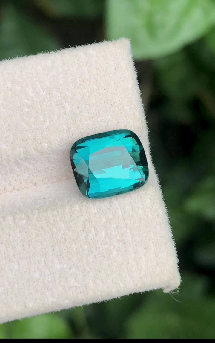 Natural Blue Lagoon Tourmaline Cushion Cut – 4.10 Carat from Afghanistan Facated tourmaline gemstone