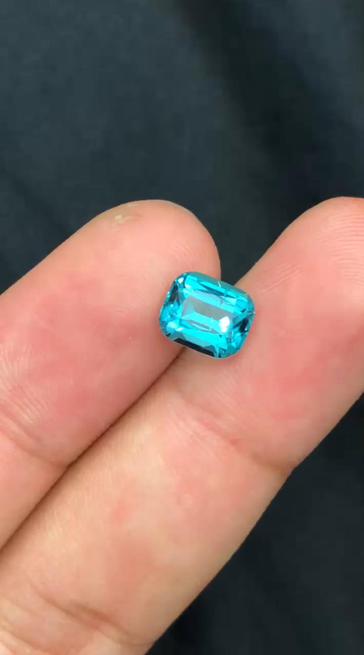 Neon Blue Tourmaline 2.25 Carat Cushion Cut Eye Clean Loose Gemstone from Afghanistan