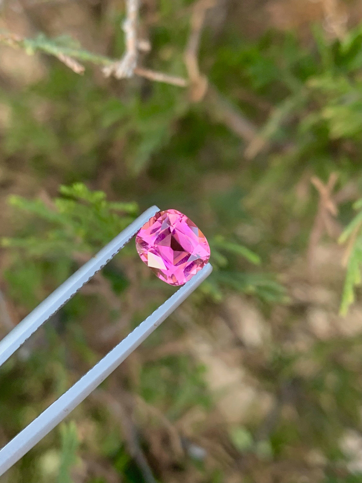 Natural Pink Tourmaline Gemstone: Faceted Cushion Cut, 1.70 CT