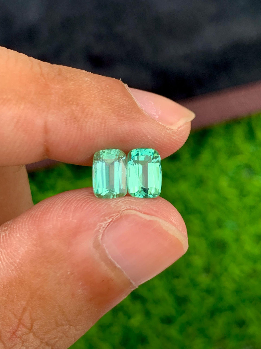 Lagoon Tourmaline 2.45ct Cushion Cut Pair from Afghanistan