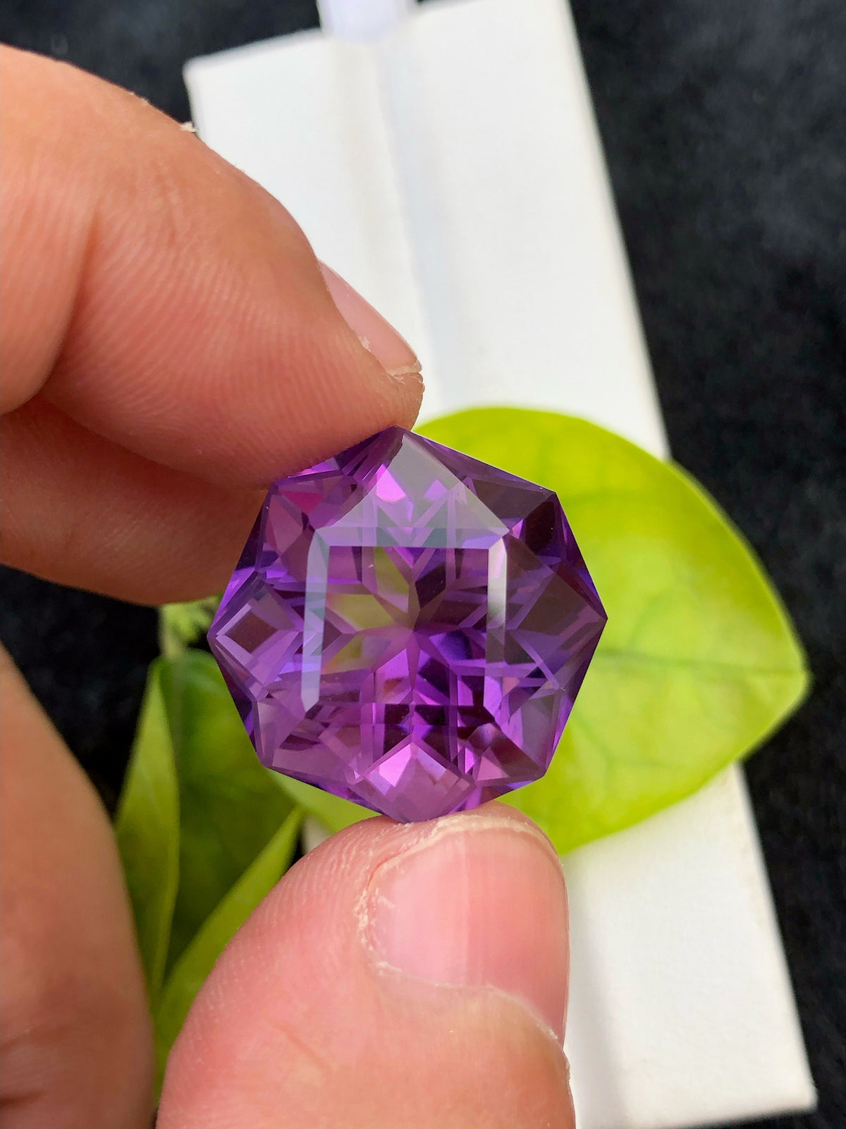 Deep Purple Amethyst Gemstone: Fancy Flower Cut, 27.20 CT