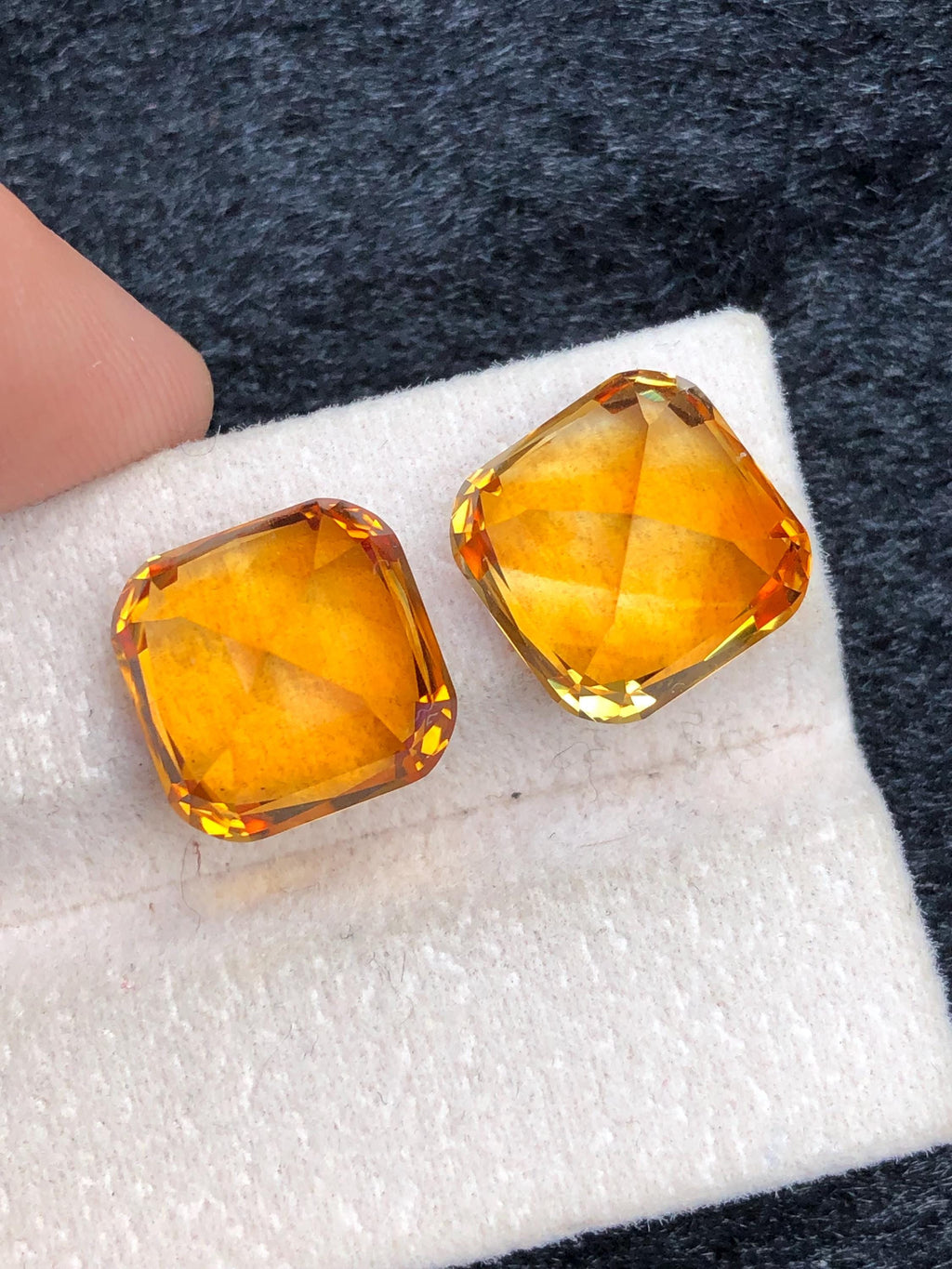 Natural Madeira Citrine Gemstone Pair: Fine Orange Vintage Stone - 15.65 Carat