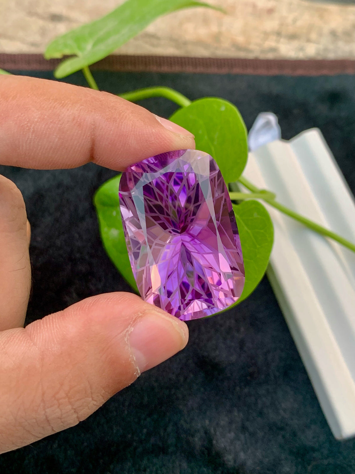 Precision Flower Cut Amethyst Loose Gemstone Big Size - 84.40 Carats