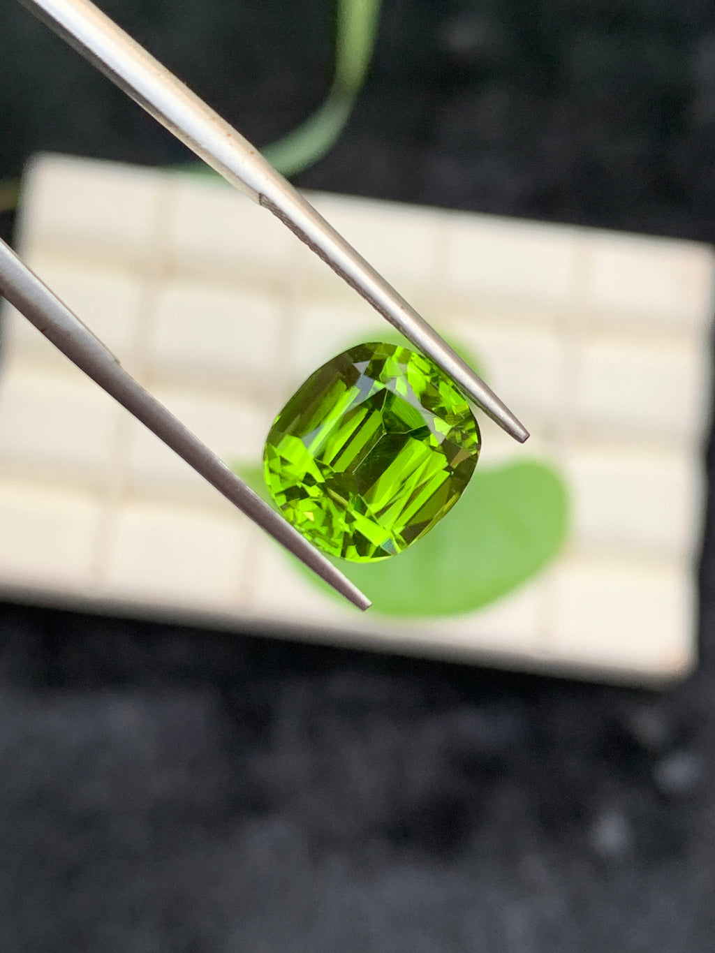 Cushion Cut Olive Peridot Gemstone: Natural VVS Clarity, 6.35 Carat