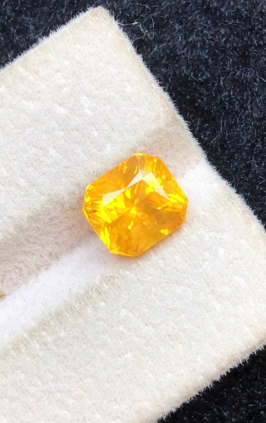 4.05 CT Yellow Sapphire Gemstone: Ascher Cut, Faceted Ring Stone