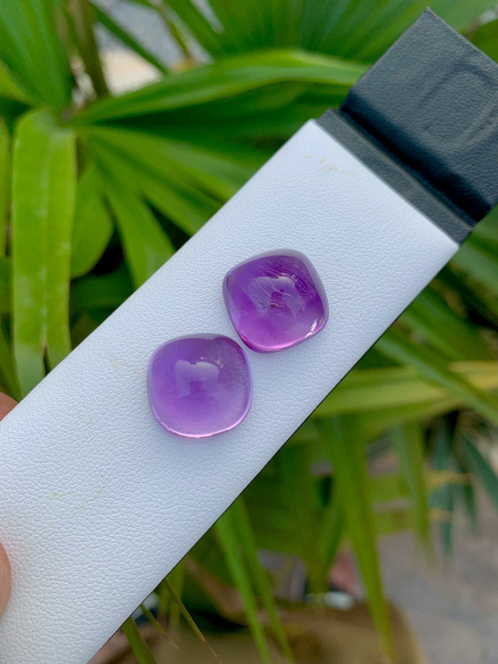 Deep Purple Amethyst Cabochon Pair: Fine Gemstone, 25.55 Carat