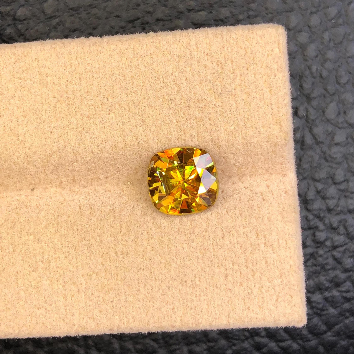 Cushion Cut Sphene Gemstone: 1.55 Carat Natural Titanite