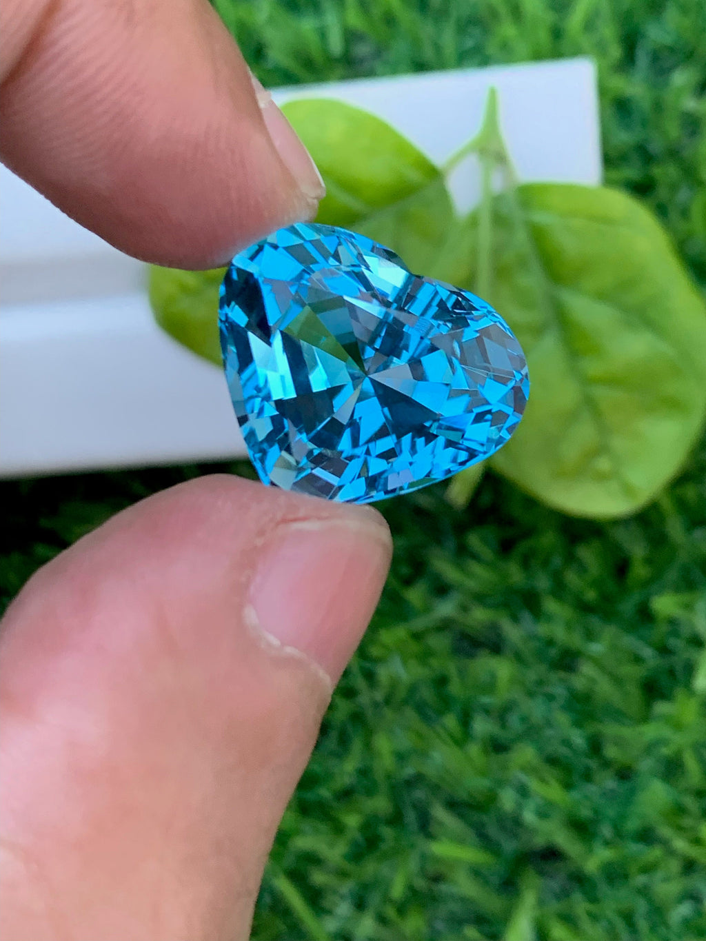 Heart Swiss Blue Topaz Gemstone: Faceted Loose Stone, 21.85 CT
