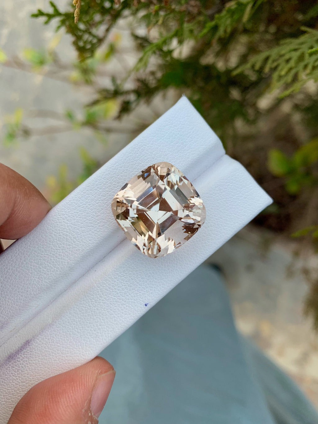 Unheated Imperial Topaz Gemstone: 38.30 CT VVS Cushion Cut