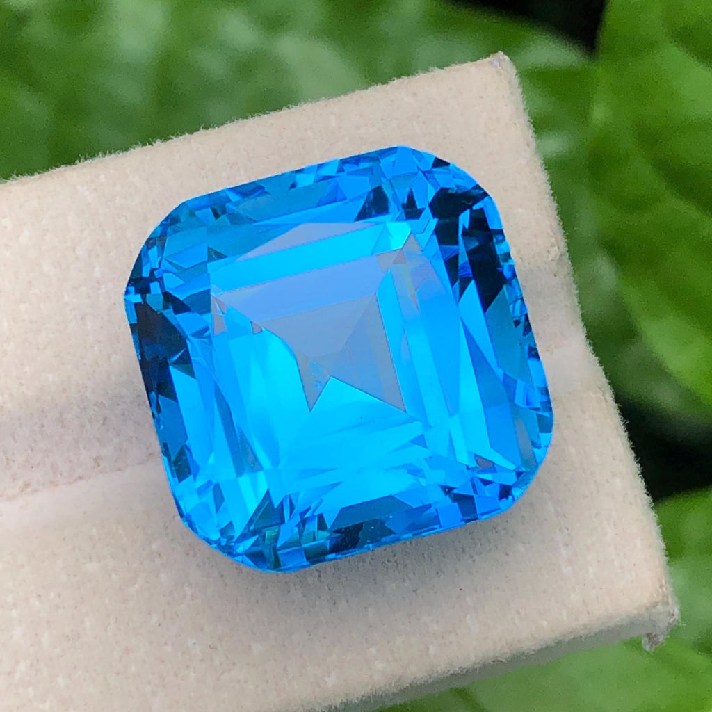Electric Blue Topaz 53.25 Carat Cushion Cut Gemstone from Skardu, Pakistan – 20x19x16mm