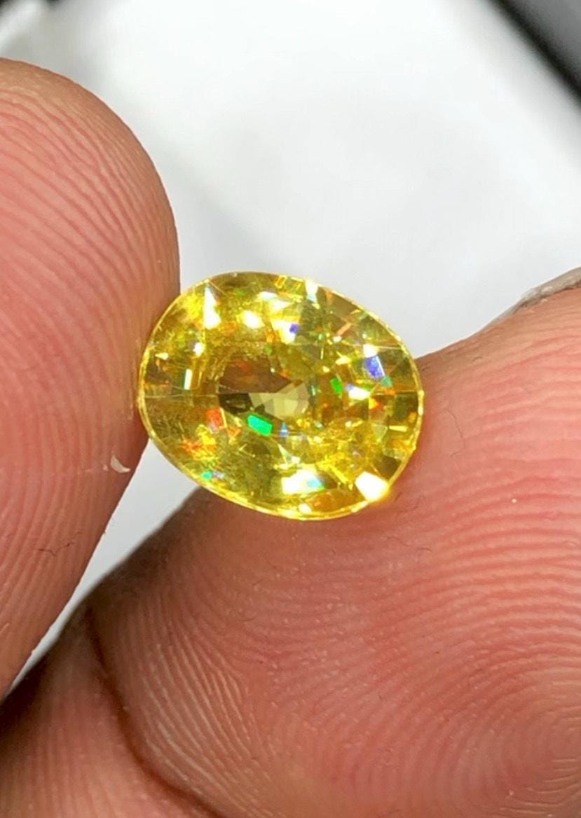 1.75 CT Oval Sphene Gemstone: Greenish Yellow Titanite, August Birthstone