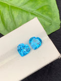Swiss Blue Heart Shape Topaz Pair, Natural Topaz Cut Stones, 6.50 carat
