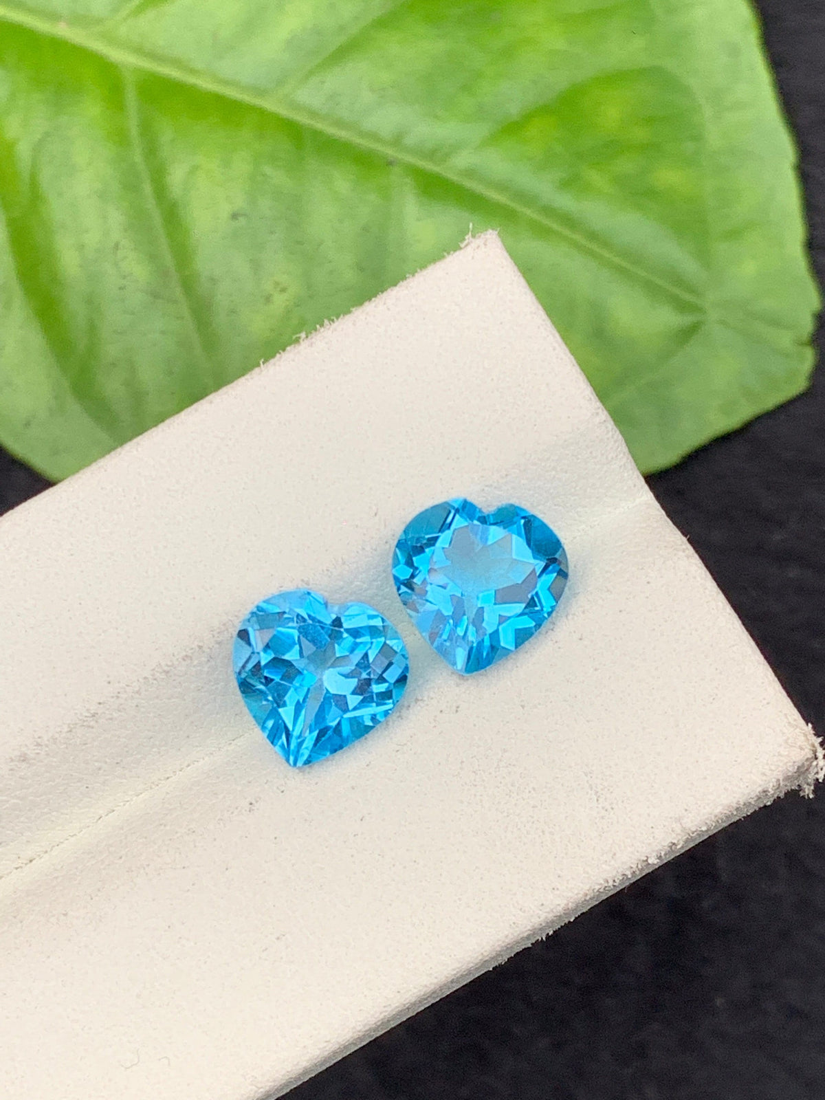 Swiss Blue Heart Shape Topaz Pair, Natural Topaz Cut Stones, 6.50 carat