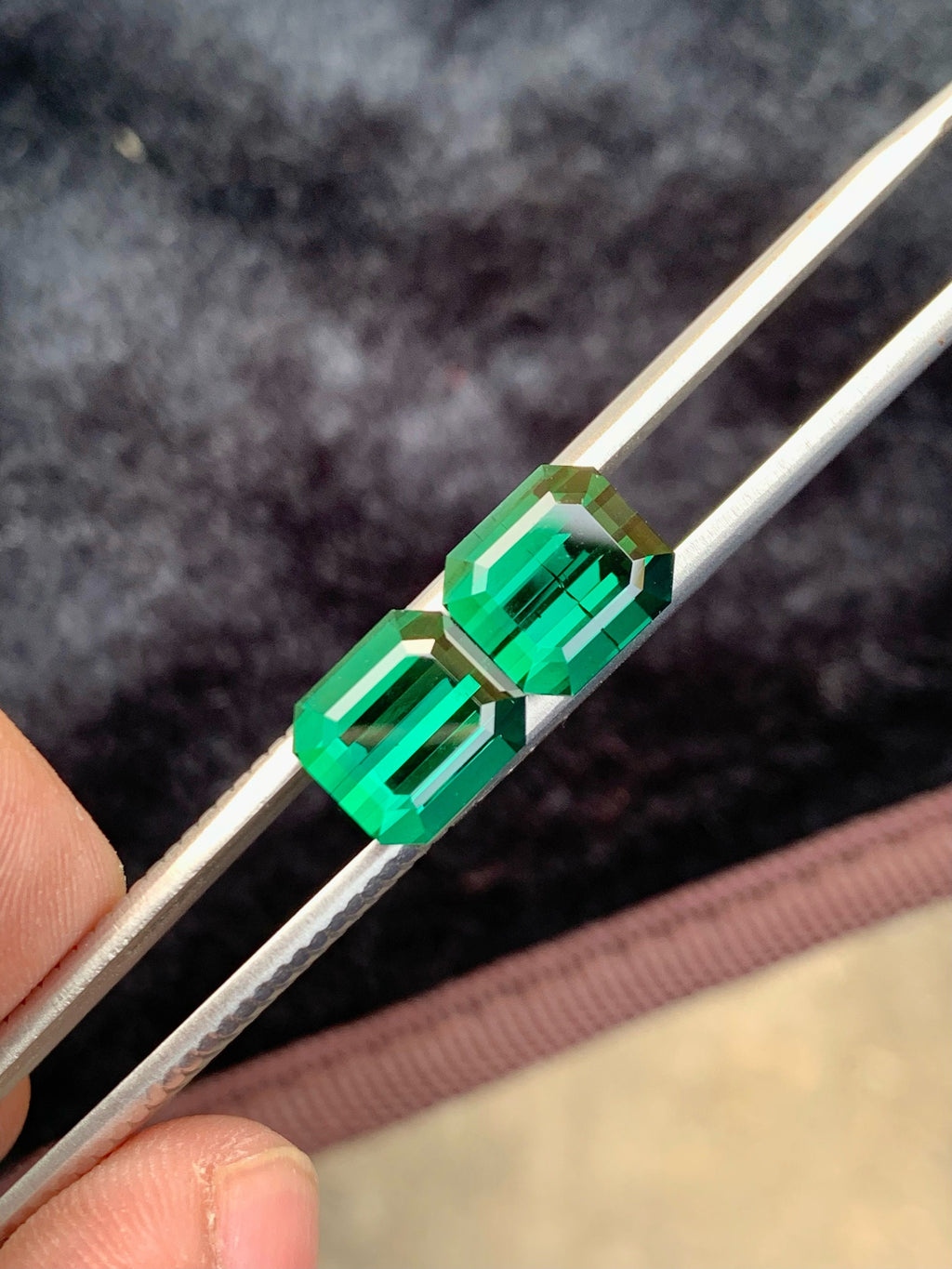 Emerald Cut Forest Green Tourmaline Pair: 8.80 CT Afghanistan Gemstones