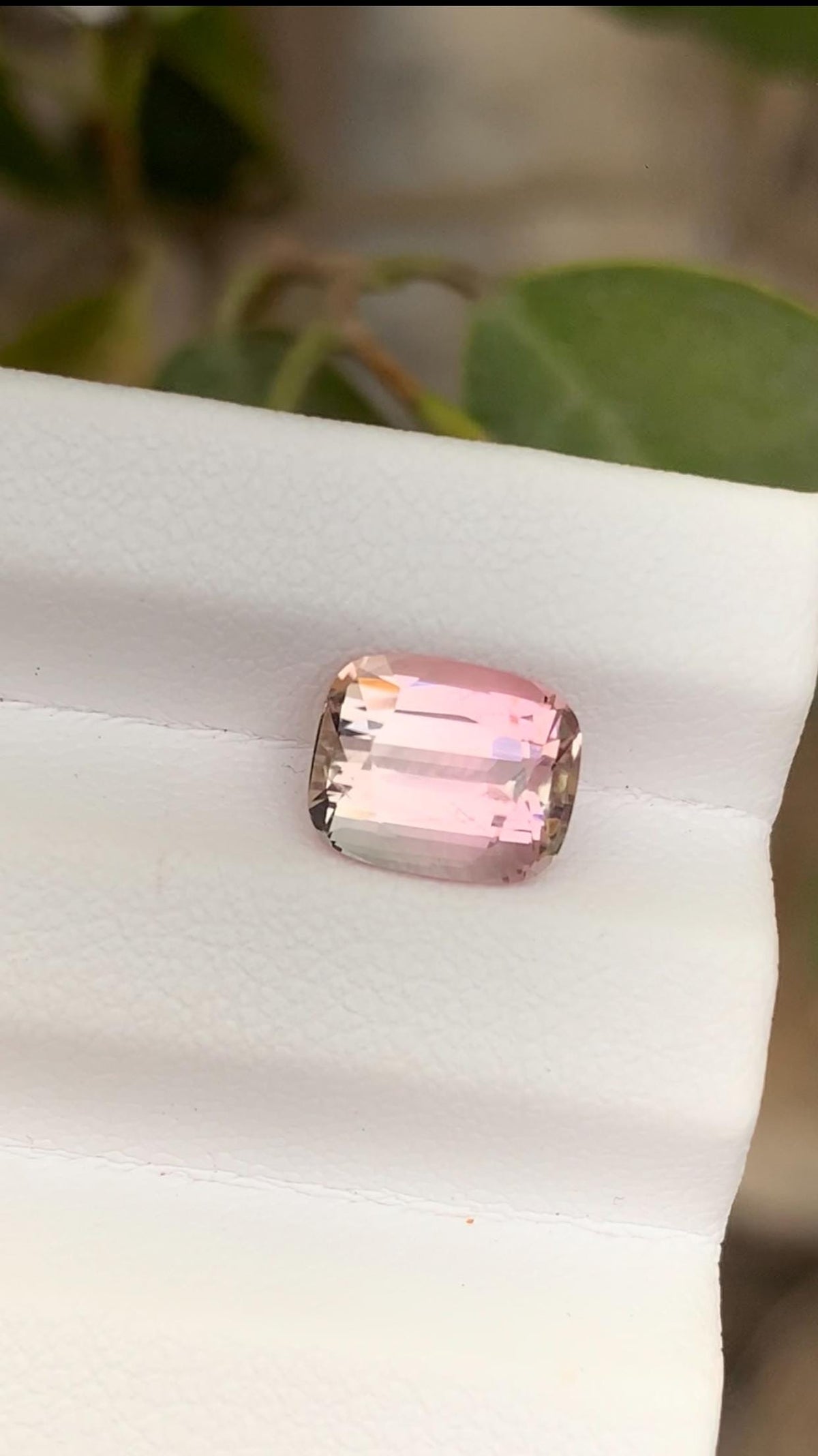 Bi-Color Tourmaline Gemstone: 1.90 Carat Faceted Cushion Cut