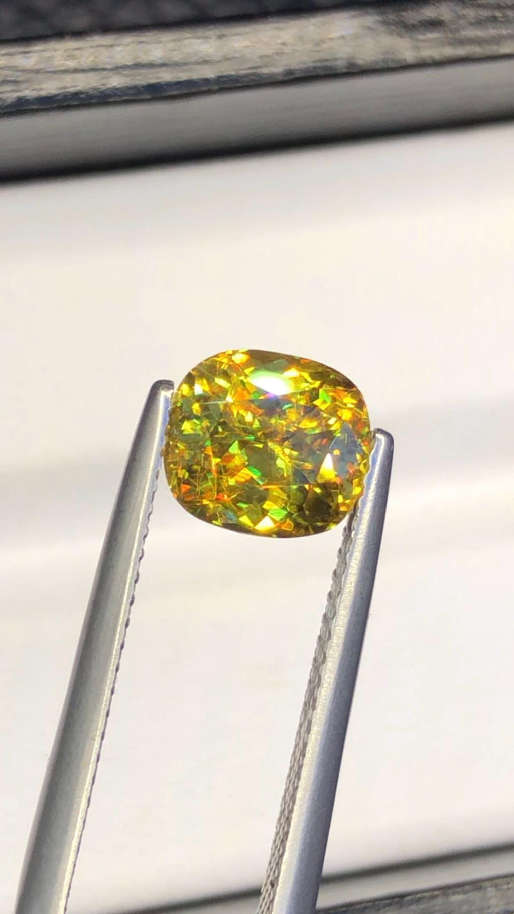 2.05 CT Cushion Cut Sphene Gemstone: Yellow-Red Trichroism