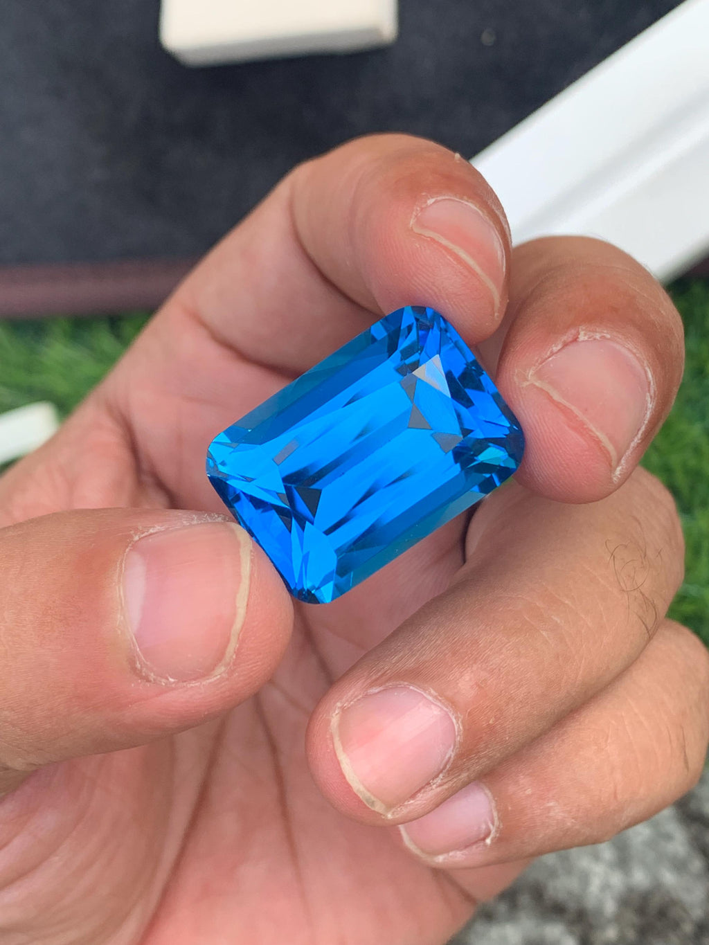 Electric Blue Topaz Gemstone: 49.50 CT Cushion Cut, Loupe Clean