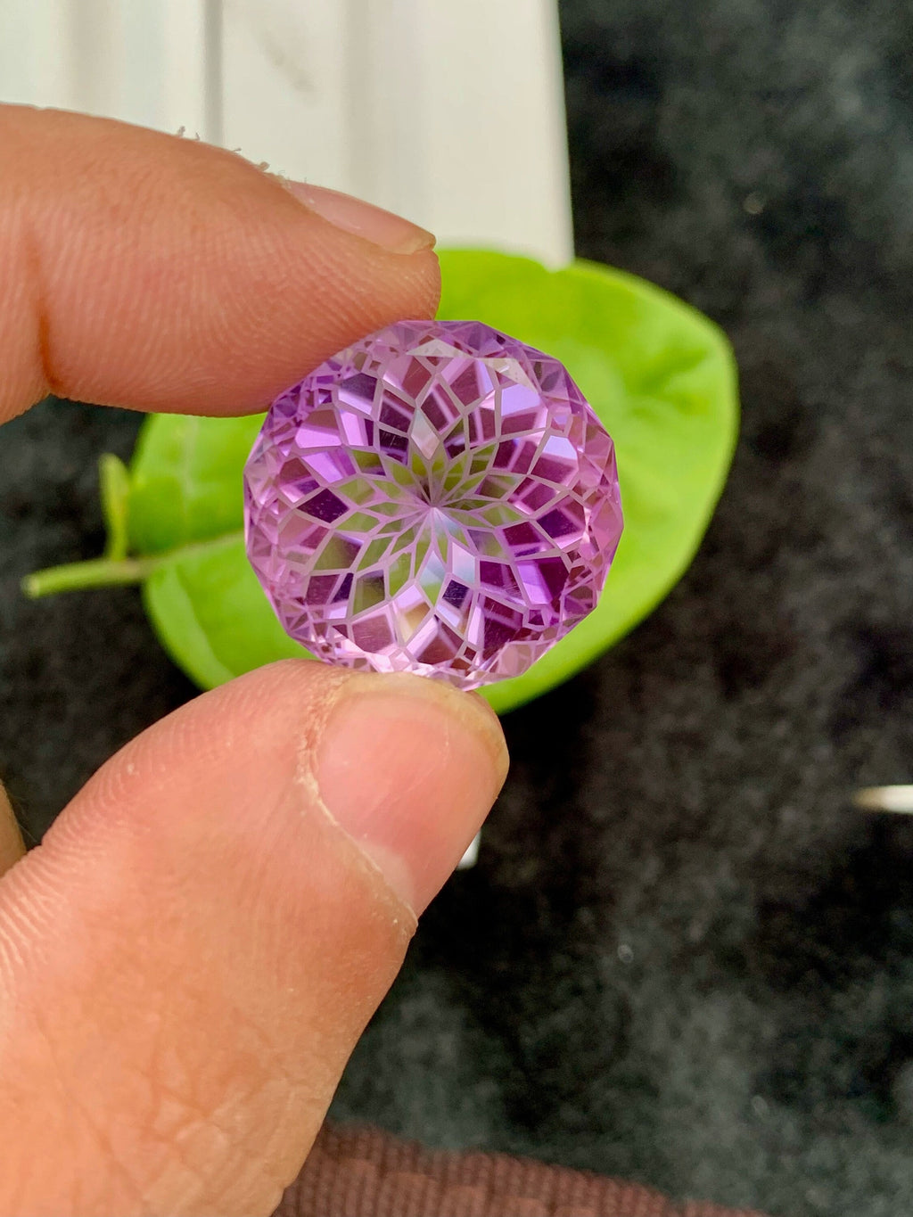 Purple Pink Amethyst Gemstone: Precision Flower Cut, Loupe Clean (29.10 CT)