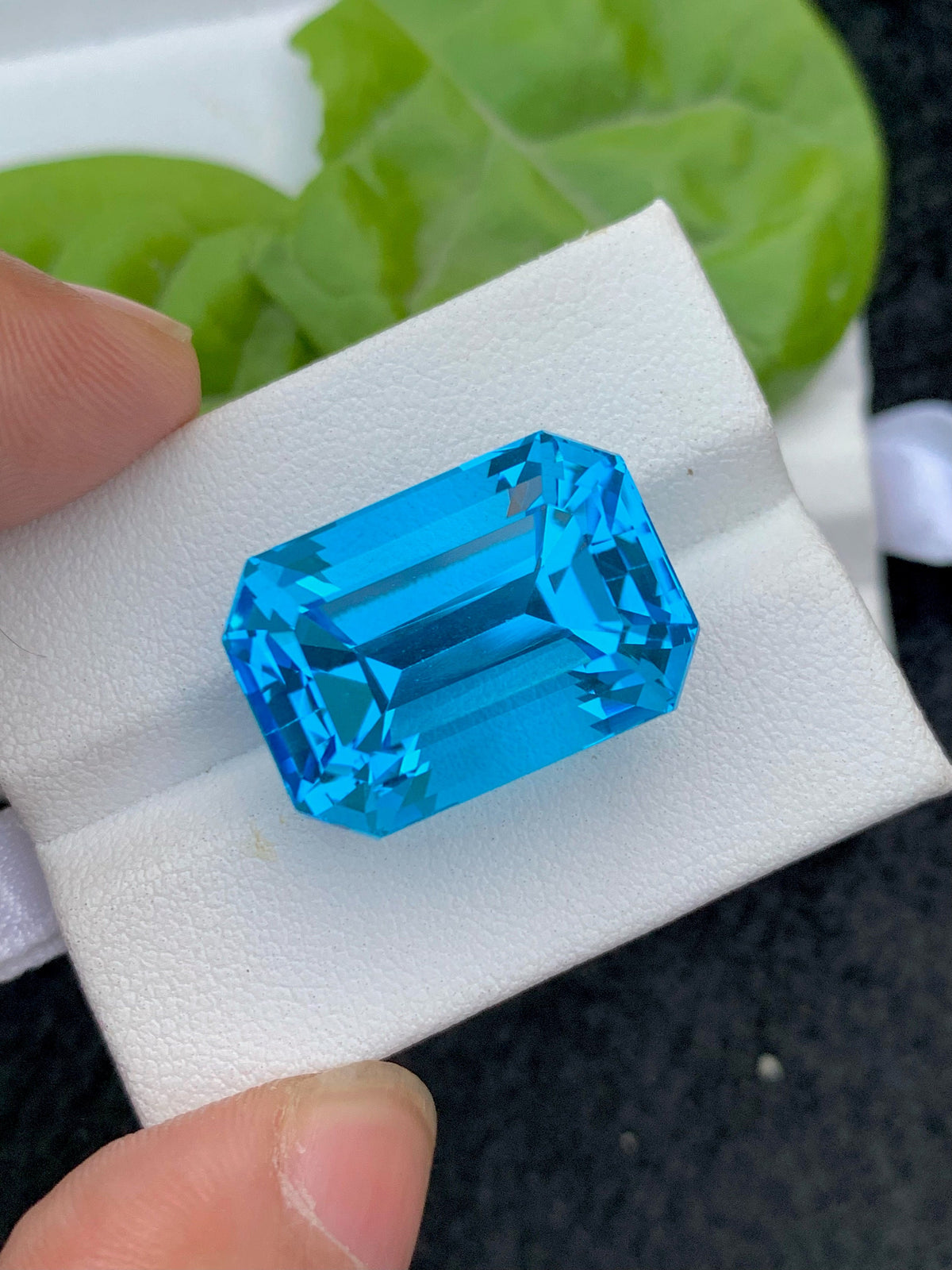 Swiss Blue Topaz Gemstone: 34.95 CT Emerald Cut, December Birthstone