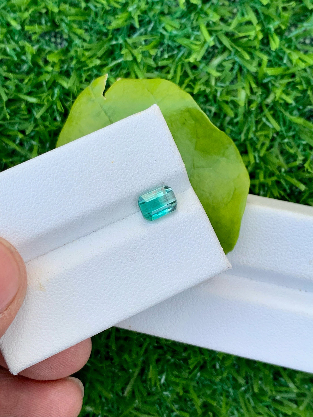 Natural Bi-Color Tourmaline Gemstone: Emerald Cut, Blue/Green, 1.25 Carat