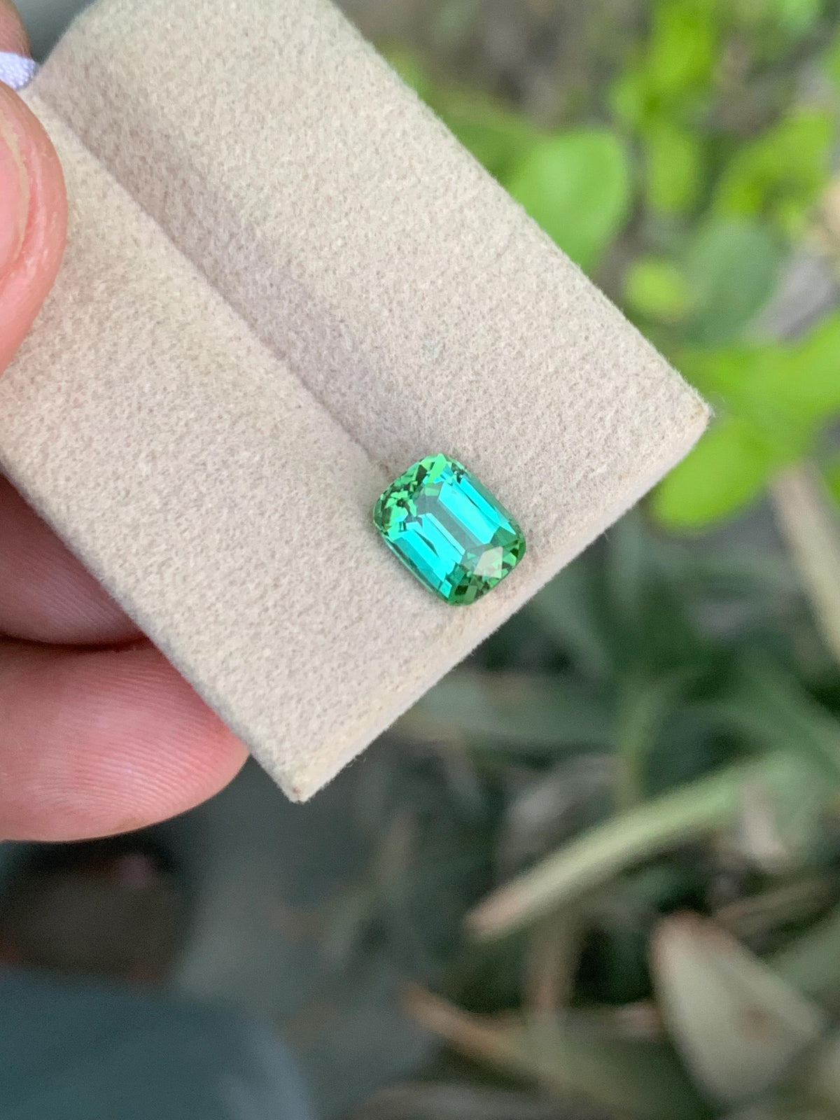2.10 CT Natural Bluish Green Tourmaline Gemstone: Cushion Cut Stone
