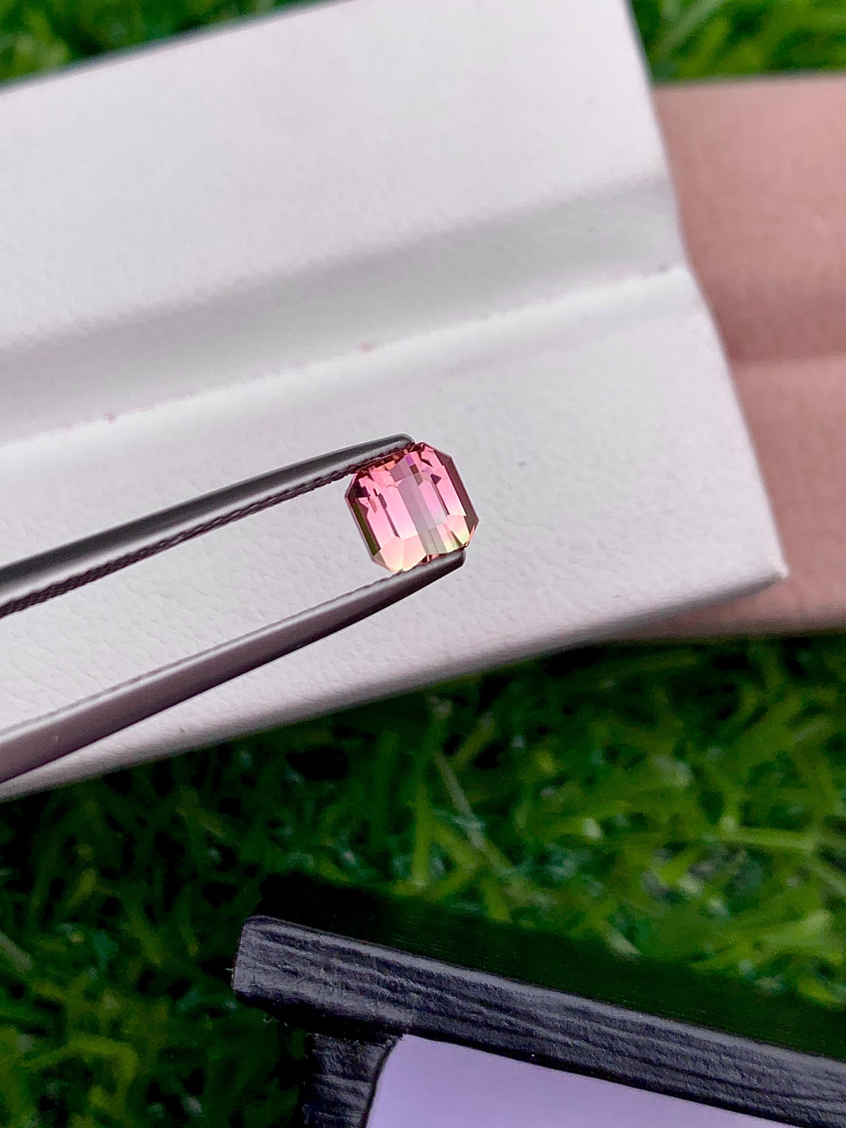 Bi-Color Tourmaline Gemstone: 0.75 CT Faceted Emerald Cut Stone