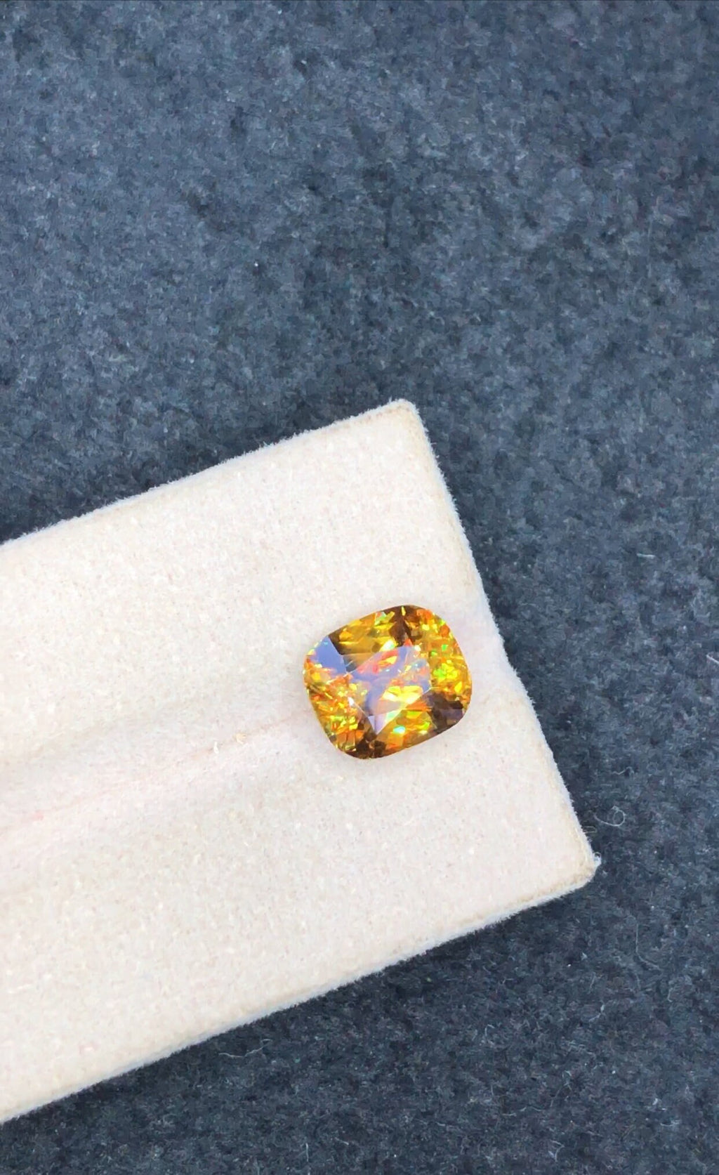 Cushion Cut Sphene Gemstone: 3.05 CT Rare Titanite with Trichroism