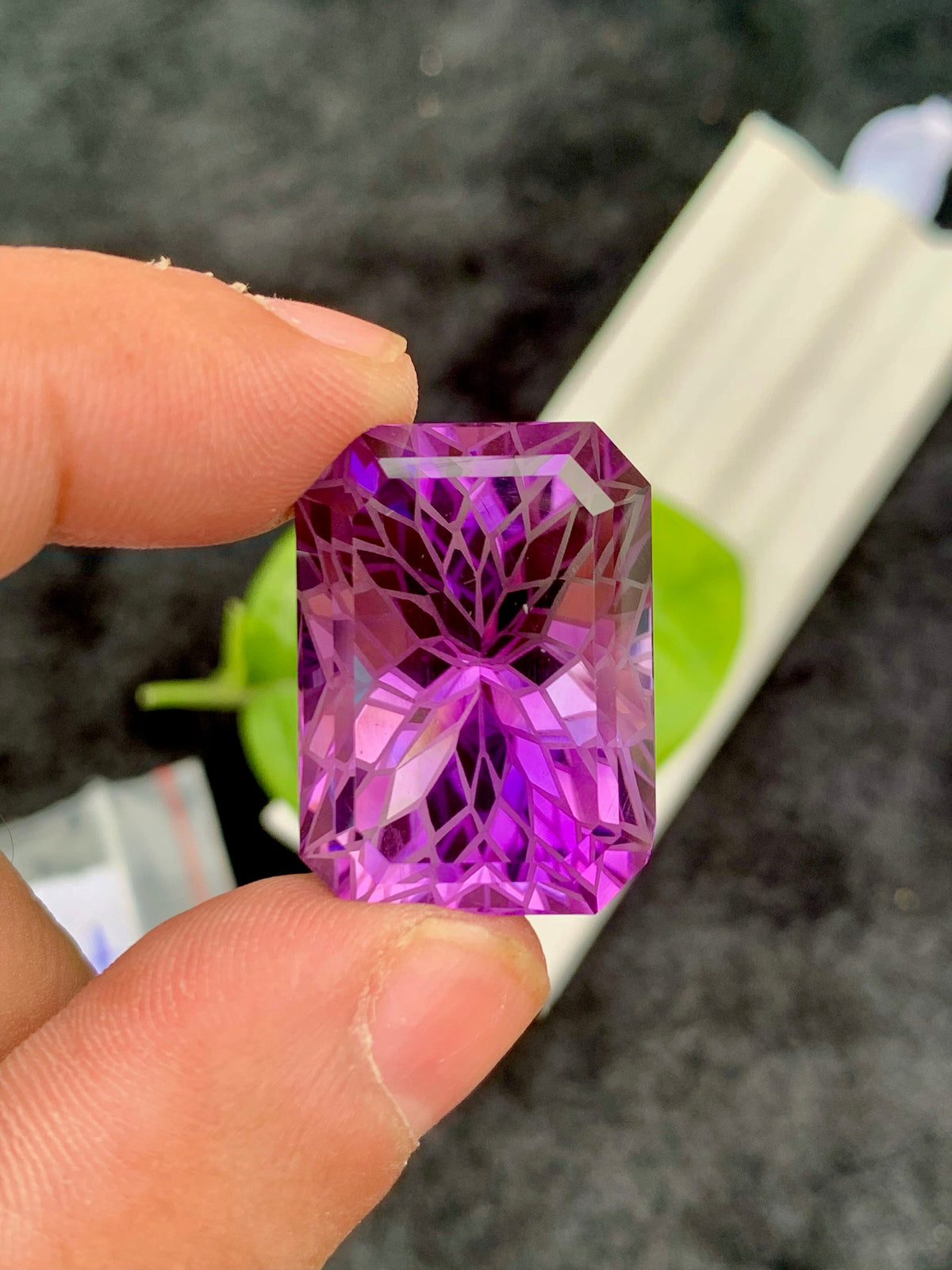 Precision Flower Cut Amethyst Loose Gemstone Big Size - 46.40 Carats