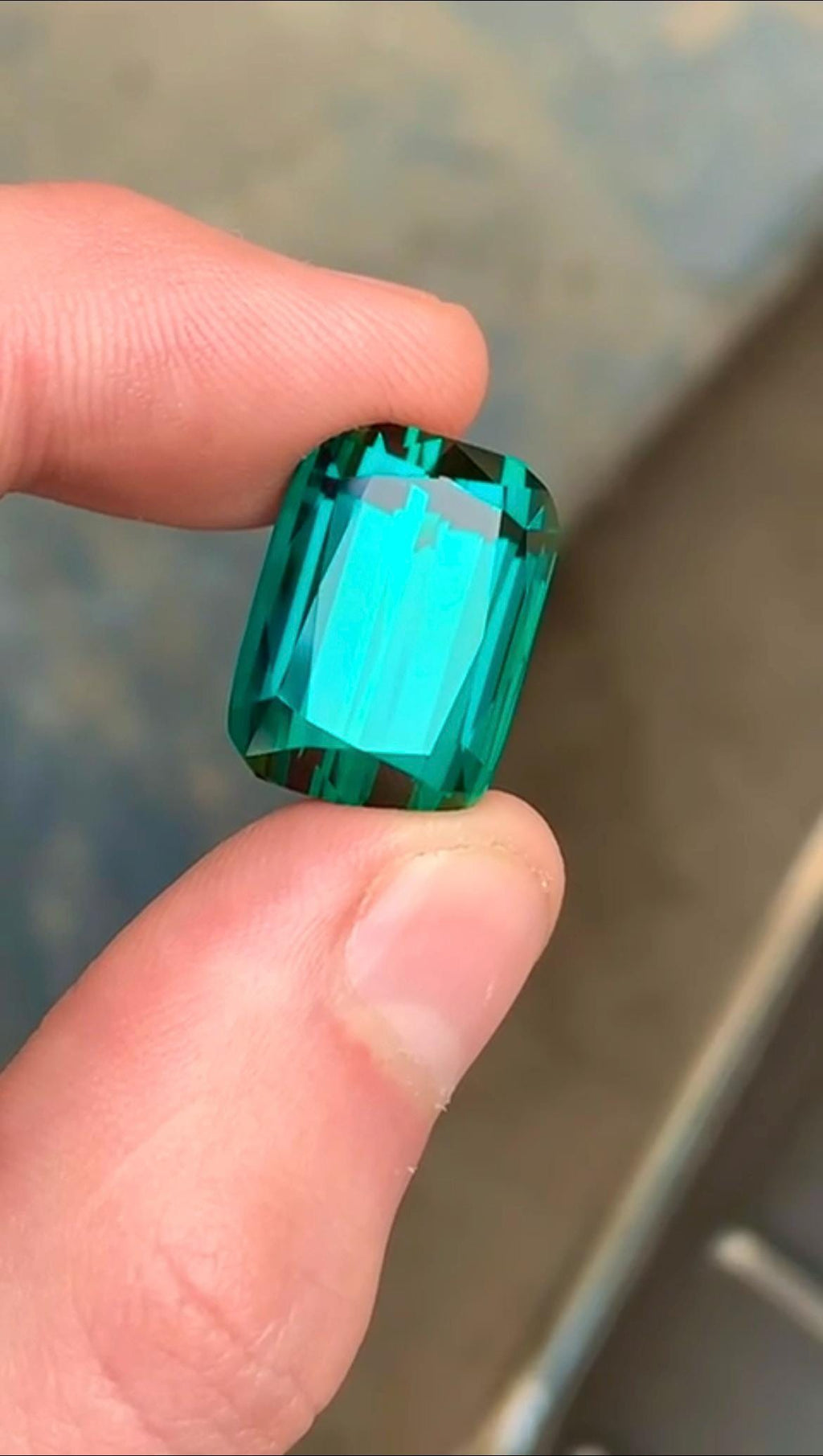 Bluish Green Tourmaline 27 Gemstone in Cushion Cut from Afghanistan