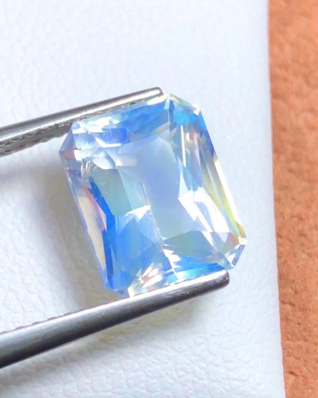 Rainbow Moonstone 3.65ct Octagonal Radiant Scissor Cut – Madagascar
