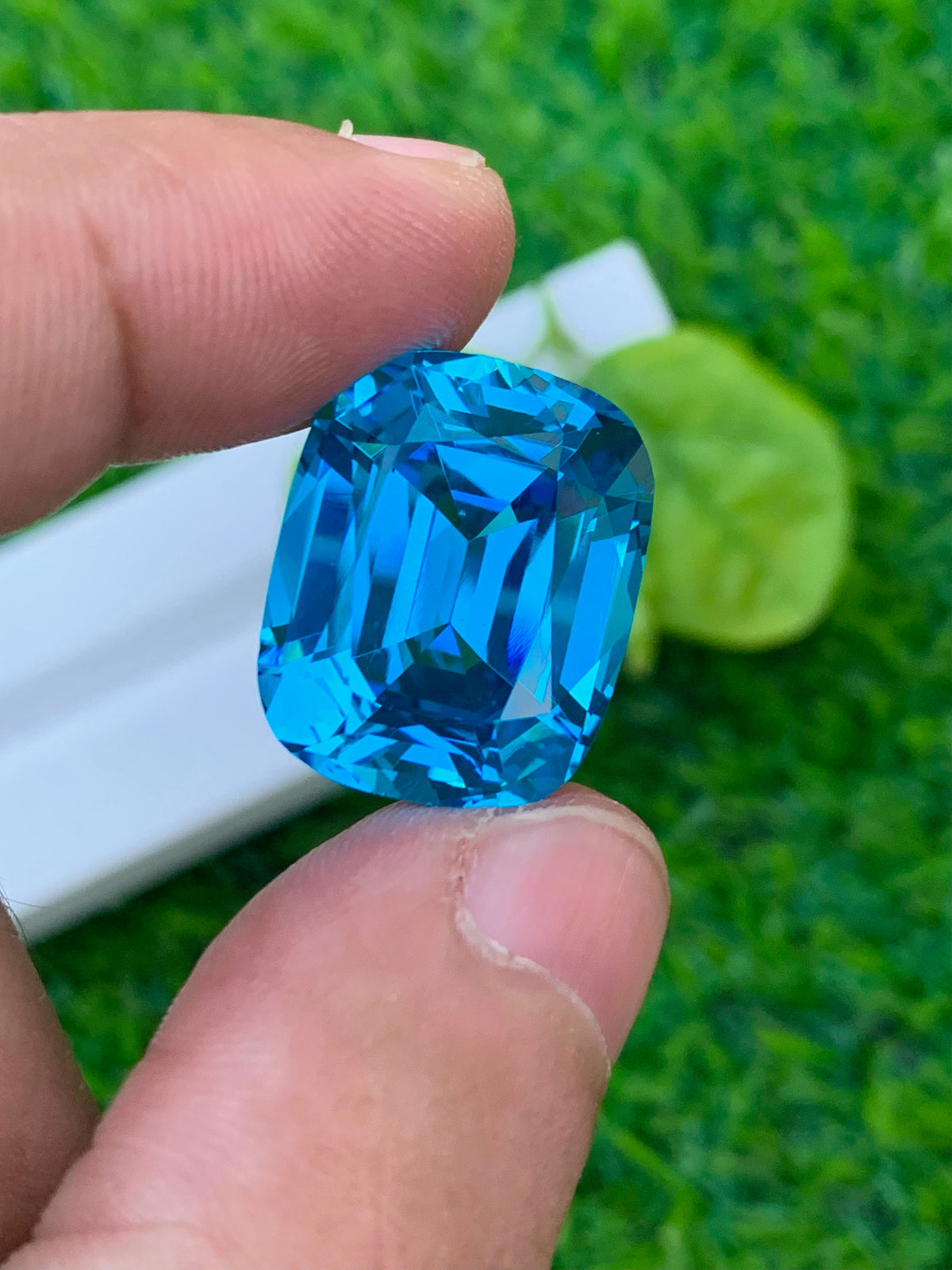 Electric Blue Topaz Gemstone: 35.65 CT Cushion Cut Swiss Topaz