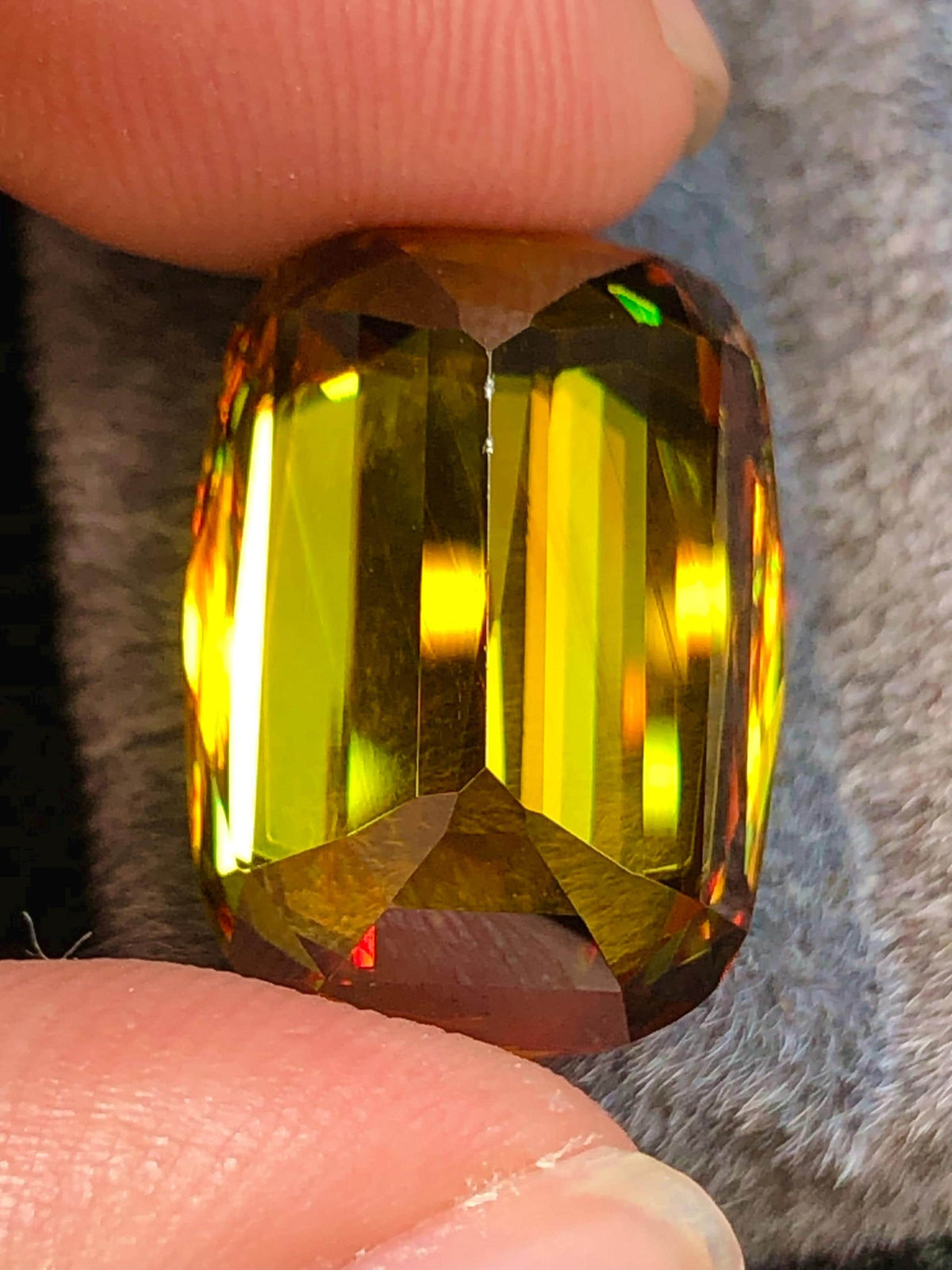 Cushion Cut Sphene Gemstone: Greenish Yellow Titanite, August Birthstone