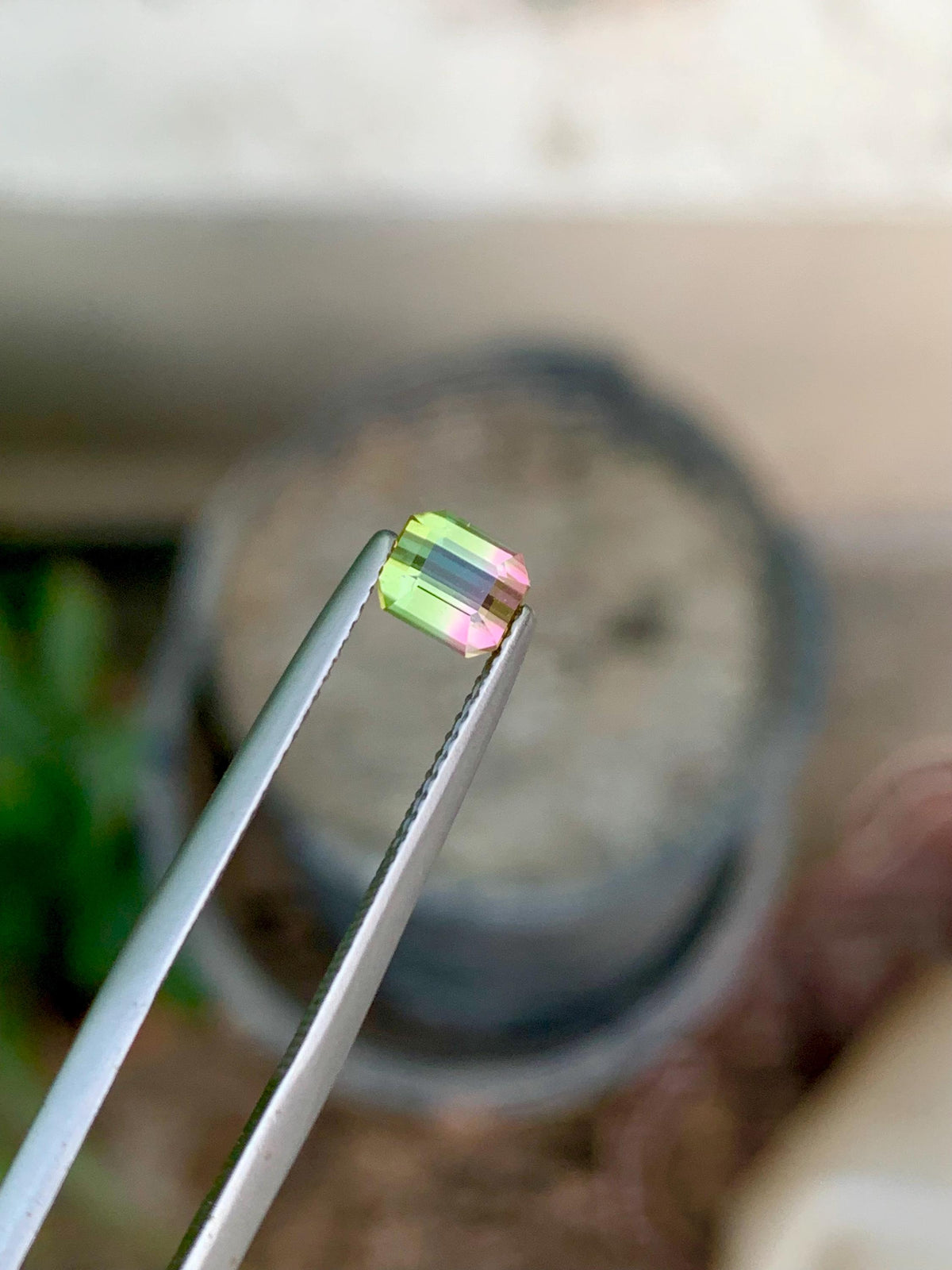 Watermelon Tourmaline Gemstone: Faceted Bi-Color Oval, 0.85 CT