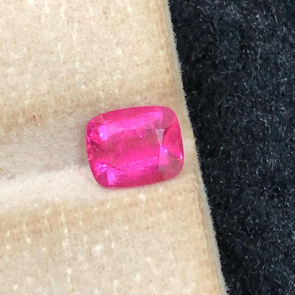 Rubellite Tourmaline 1.05ct Cushion Cut Gemstone Vivid Neon Pink from Afghanistan