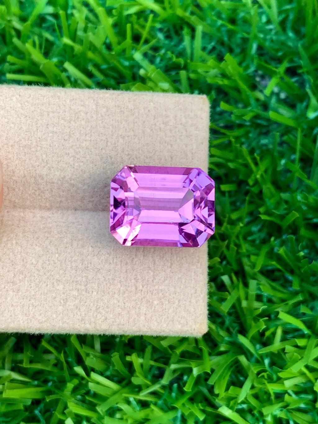 Deep Pink Kunzite Gemstone: 11.15 CT Emerald Cut, Afghanistan