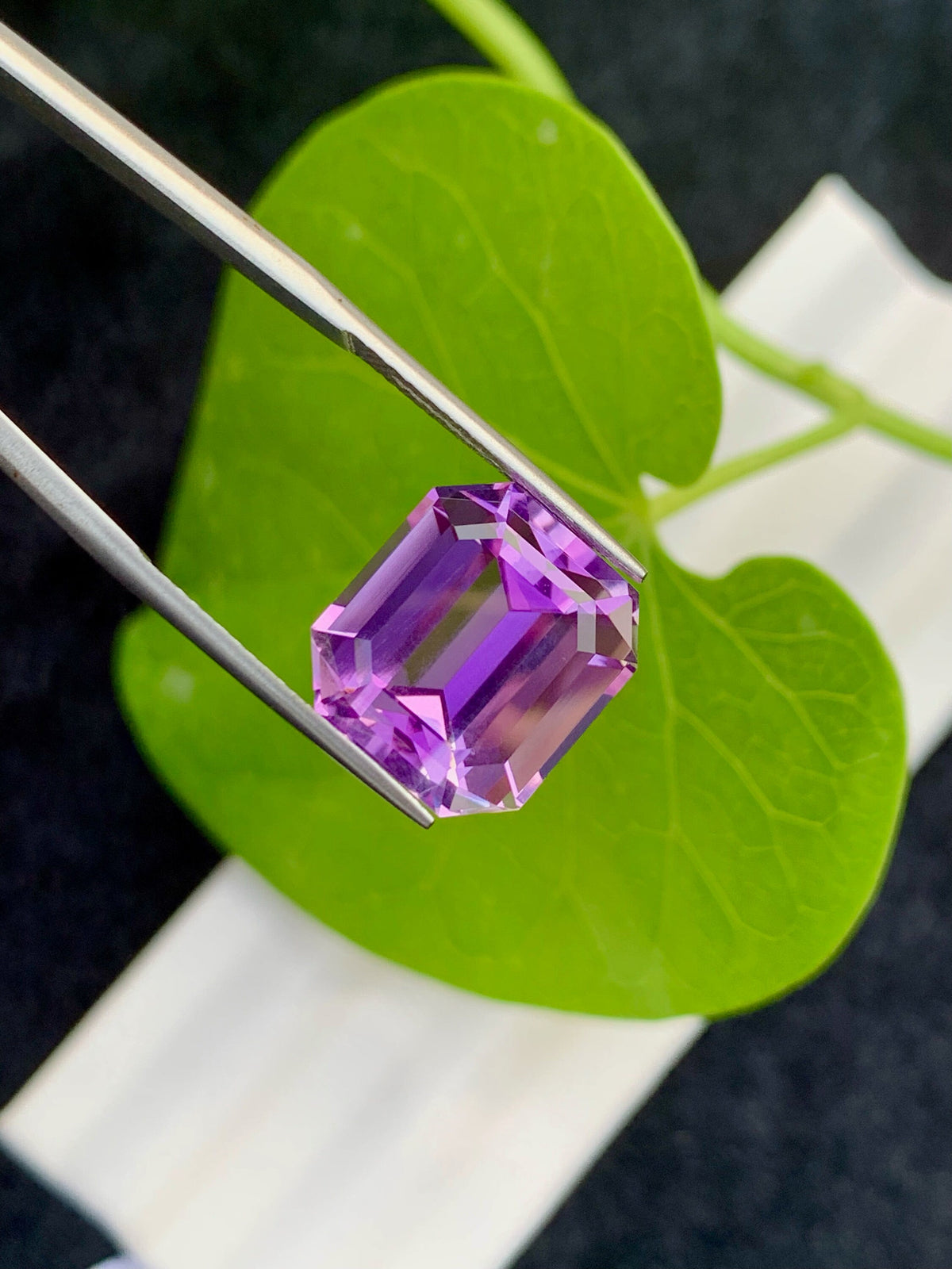 Emerald Cut Pink Purple Amethyst Gemstone, VVS Clarity, 11.75 CT