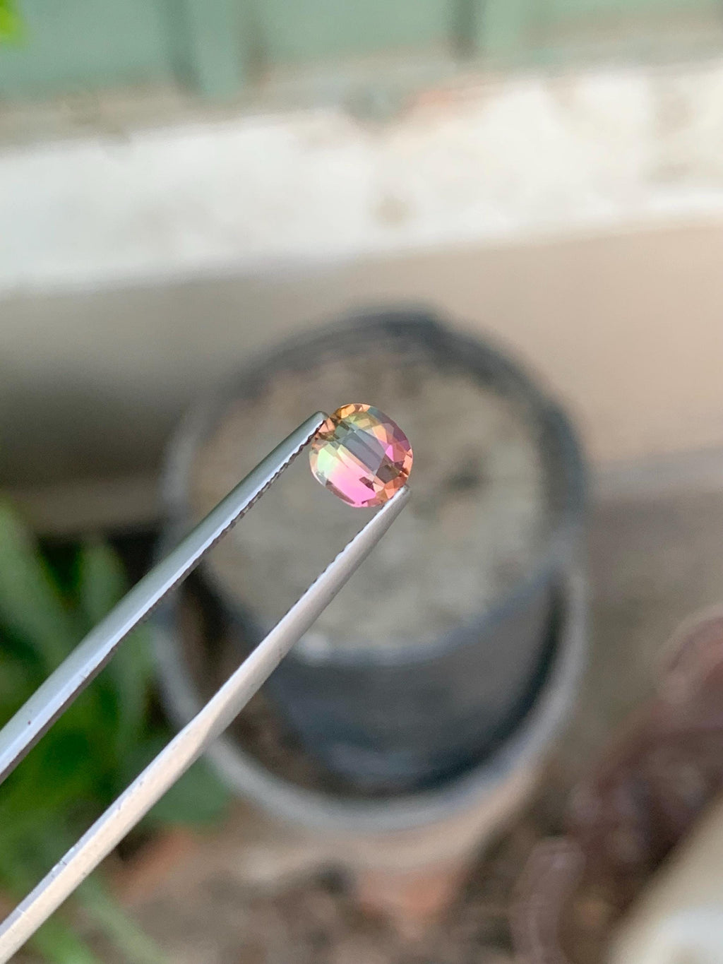 1.10 CT Bi-Color Tourmaline Gemstone: Oval Faceted Pink/Green