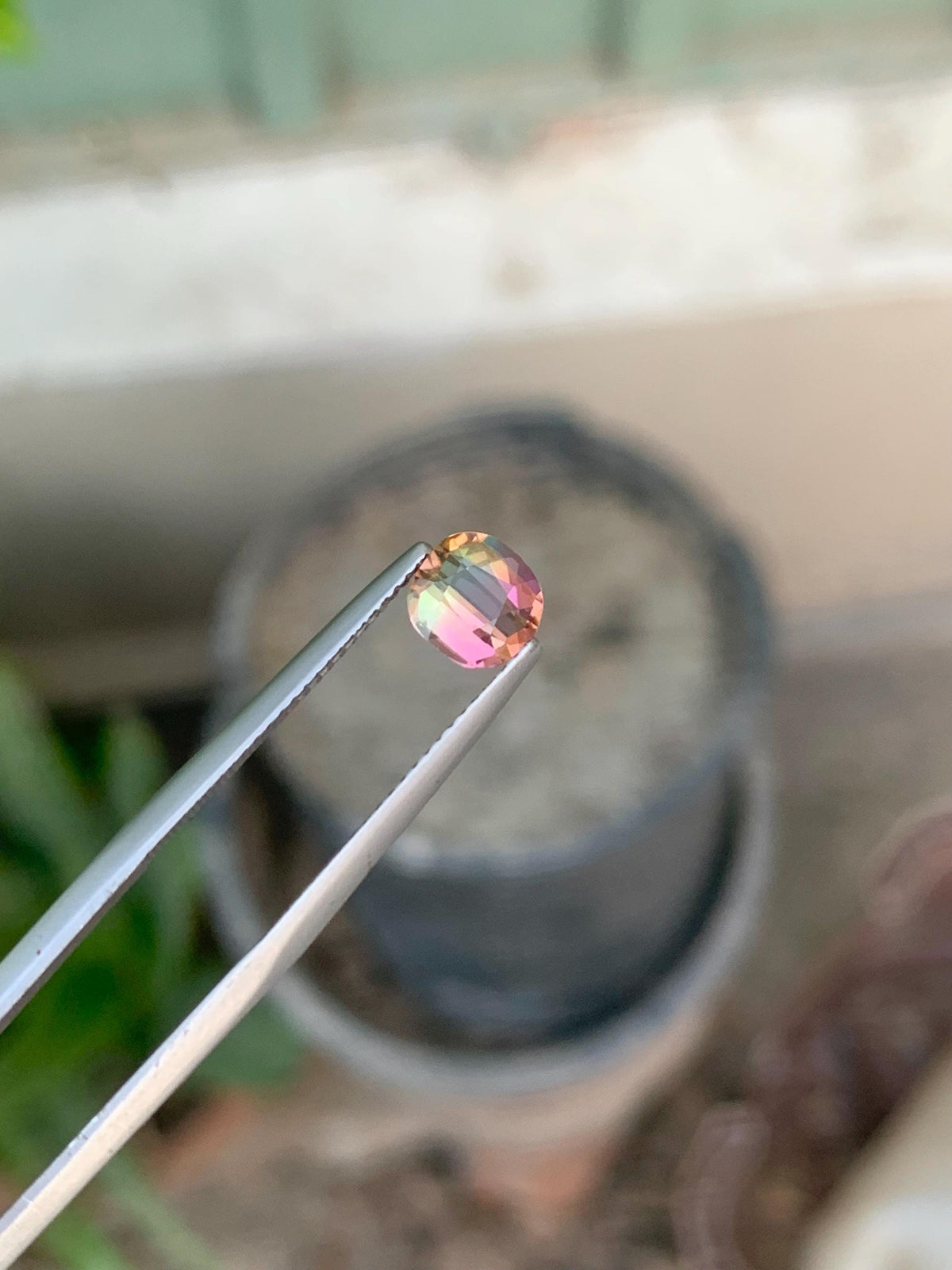 1.10 CT Bi-Color Tourmaline Gemstone: Oval Faceted Pink/Green