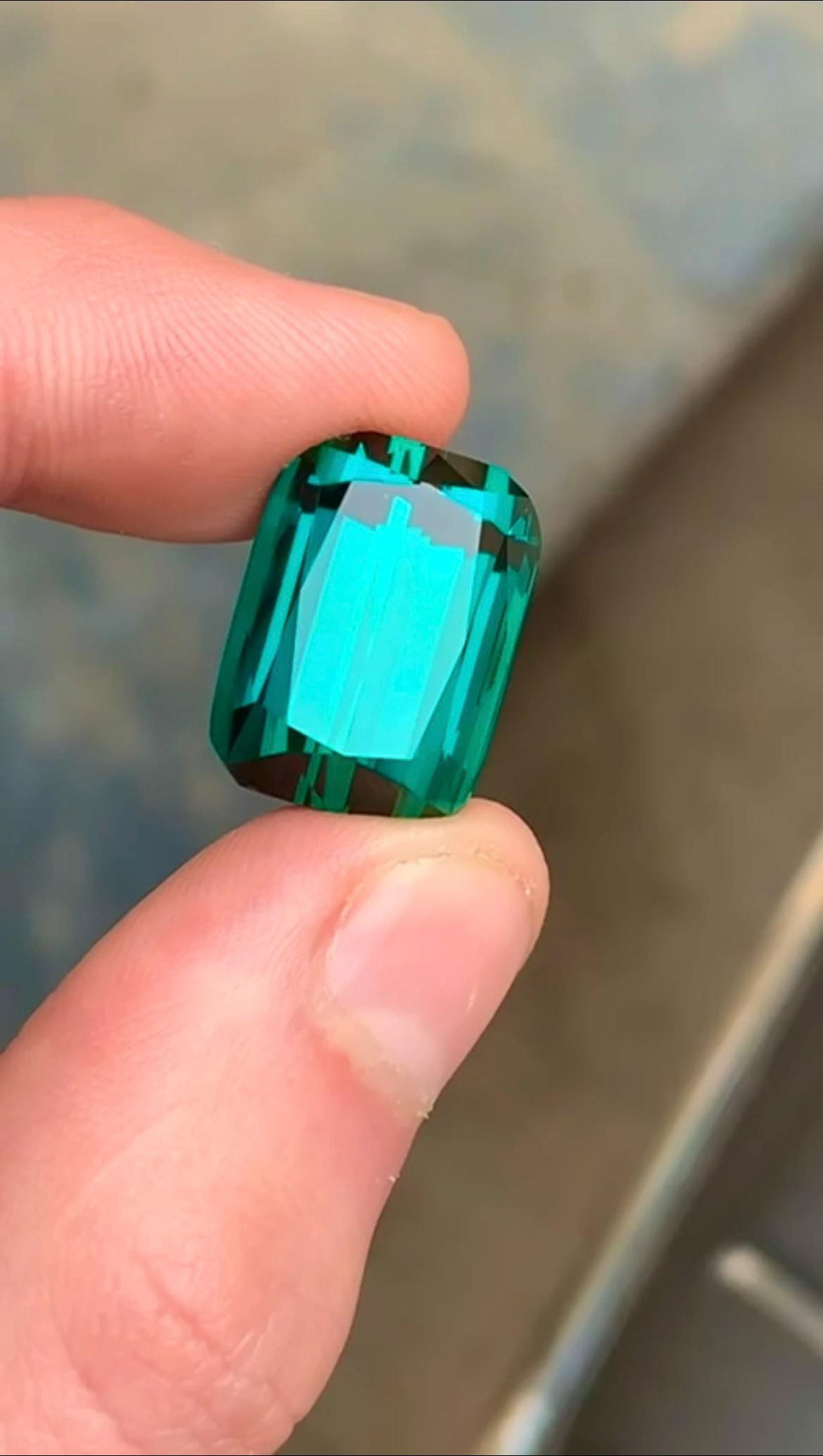 Bluish Green Tourmaline 27 Gemstone in Cushion Cut from Afghanistan